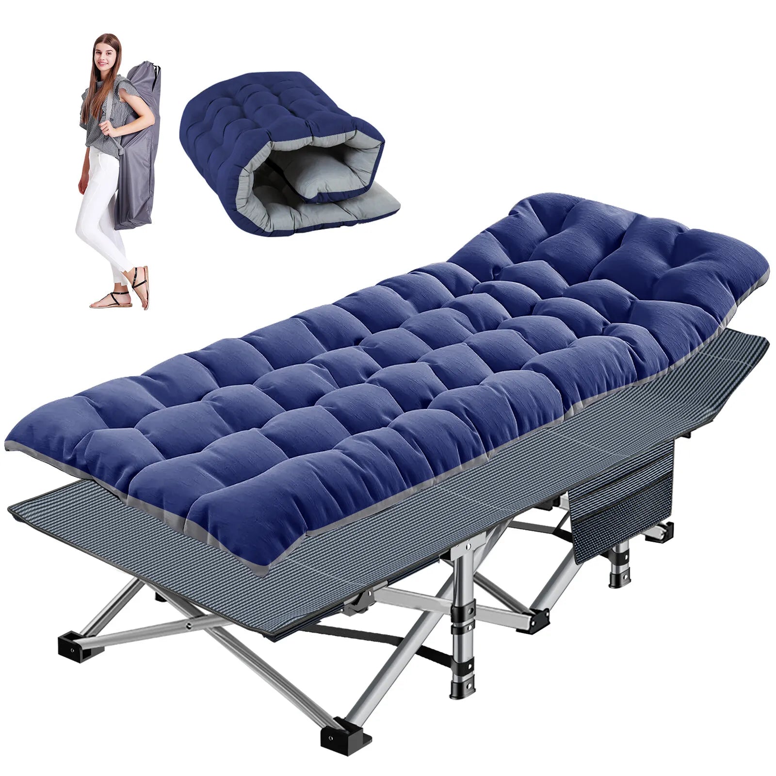 Portable Folding Camping Cot - Lightweight Outdoor Bed for Adults & Kids - Perfect for Camping, Hiking, Backpacking and Emergency Preparedness