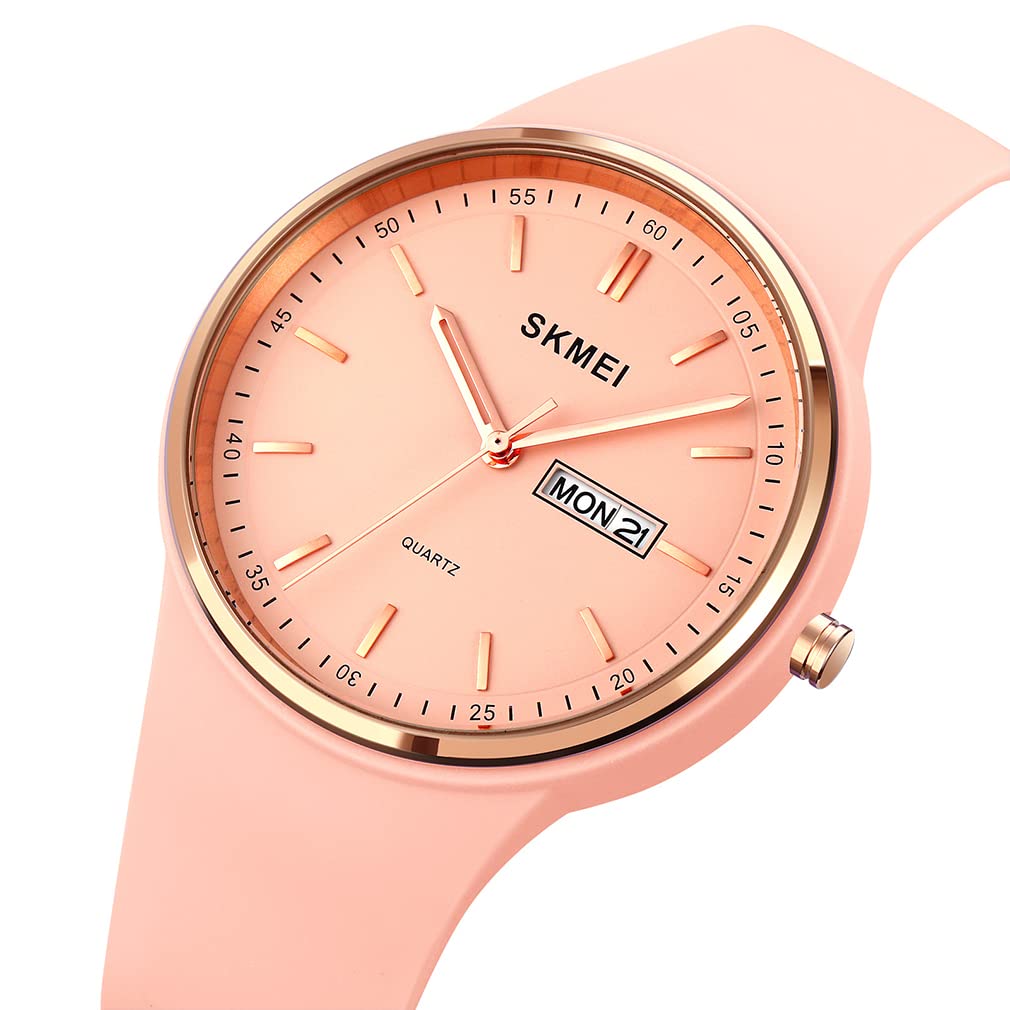 SKMEI Women's Sports Watch - Large Face, Waterproof, Silicone Band, Analog Quartz with Day & Date - Fashion Casual Wristwatch for Young Women & Girls - Perfect for Running, Gym, Workout & Everyday Wear
