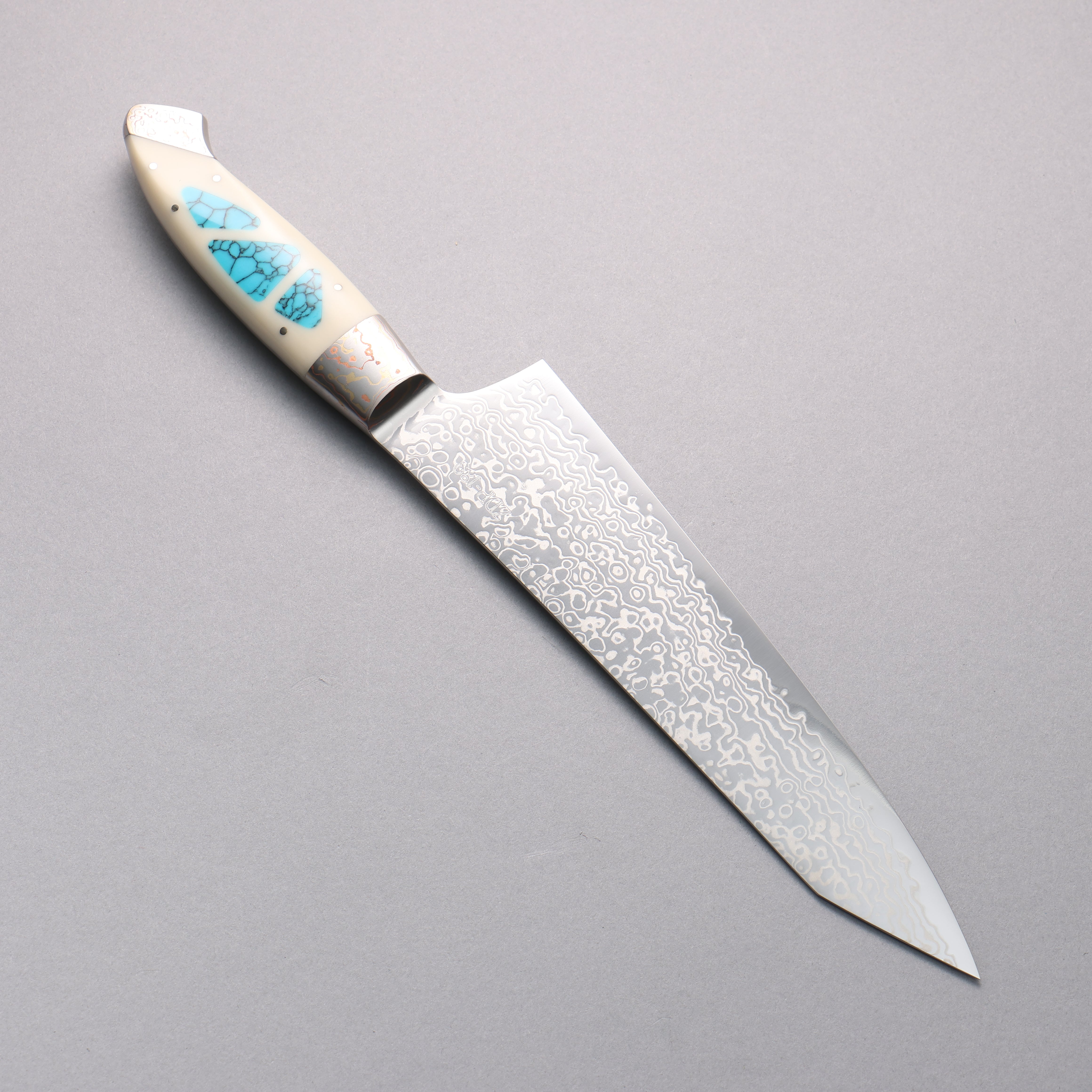 Premium ZDP-189 Damascus Kiritsuke Gyuto Knife 210mm - Japanese Chef Knife with Corian & Turquoise Inlay Handle - Perfect for Sushi, Sashimi & Precision Vegetable Cutting