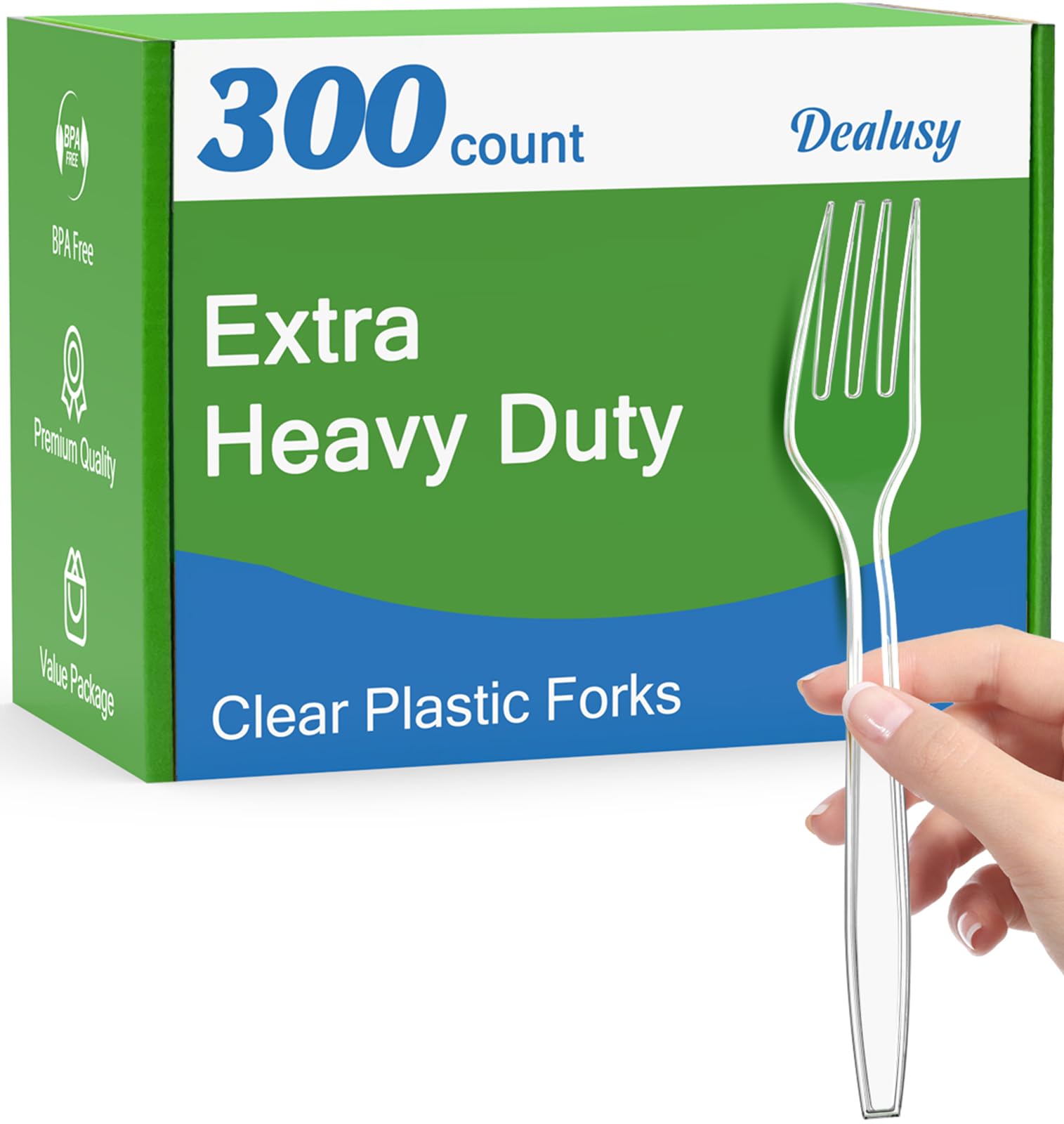 300 Count BPA-Free Heavy Duty Clear Plastic Forks - Extra Strong Disposable Cutlery for Parties, Picnics & Catering | Heat Resistant, Durable Bulk Plastic Forks for BBQ, Wedding & Office Events
