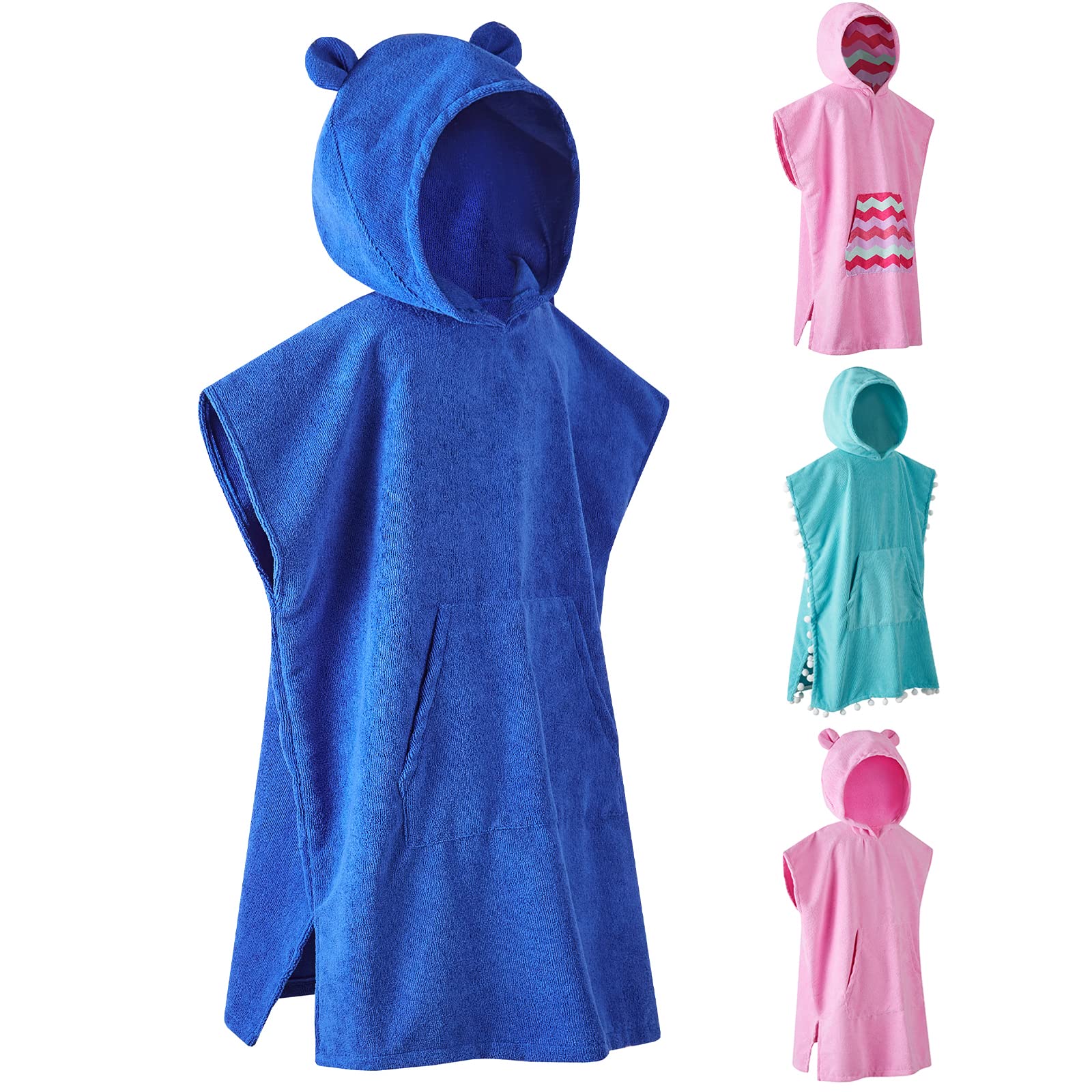 MissShorthair Kids Hooded Towel Poncho - Super Soft Microfiber Beach & Swim Changing Robe for Boys & Girls - Perfect for Pool, Beach, Surfing & After Bath Wrap