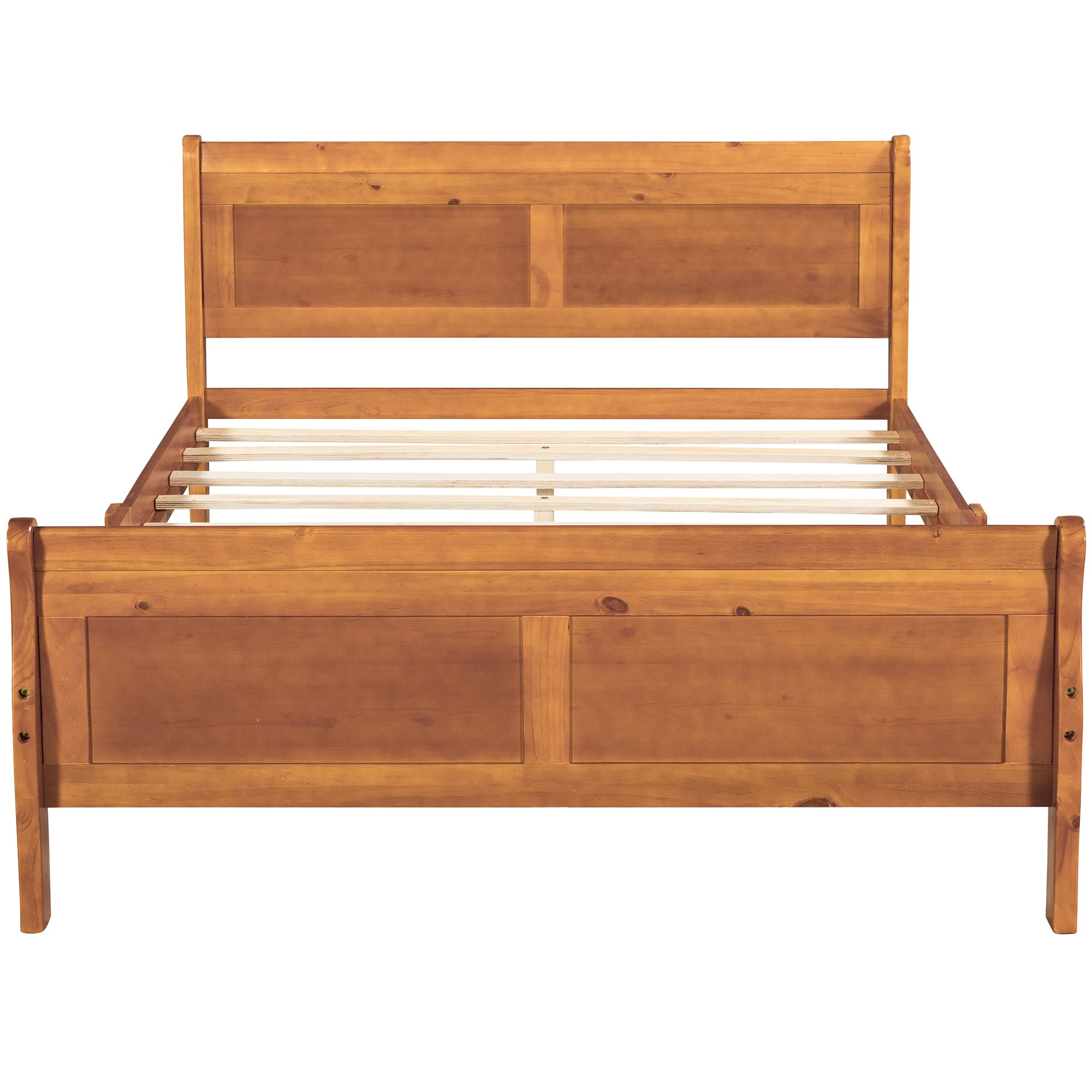 **Harper & Bright Designs Full Size Wooden Platform Bed Frame with Headboard & Footboard - Sturdy 9-Leg Support, No Box Spring Needed - Solid Oak Finish for Kids & Teens - Perfect for Bedrooms, Dorms & Guest Rooms**