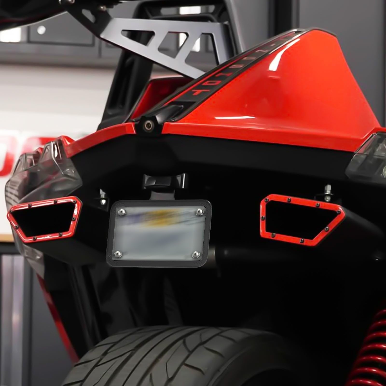 Premium Motorcycle Silicone License Plate Frame - Rustproof, Rattleproof, Weatherproof Black Plate Holder (7.56