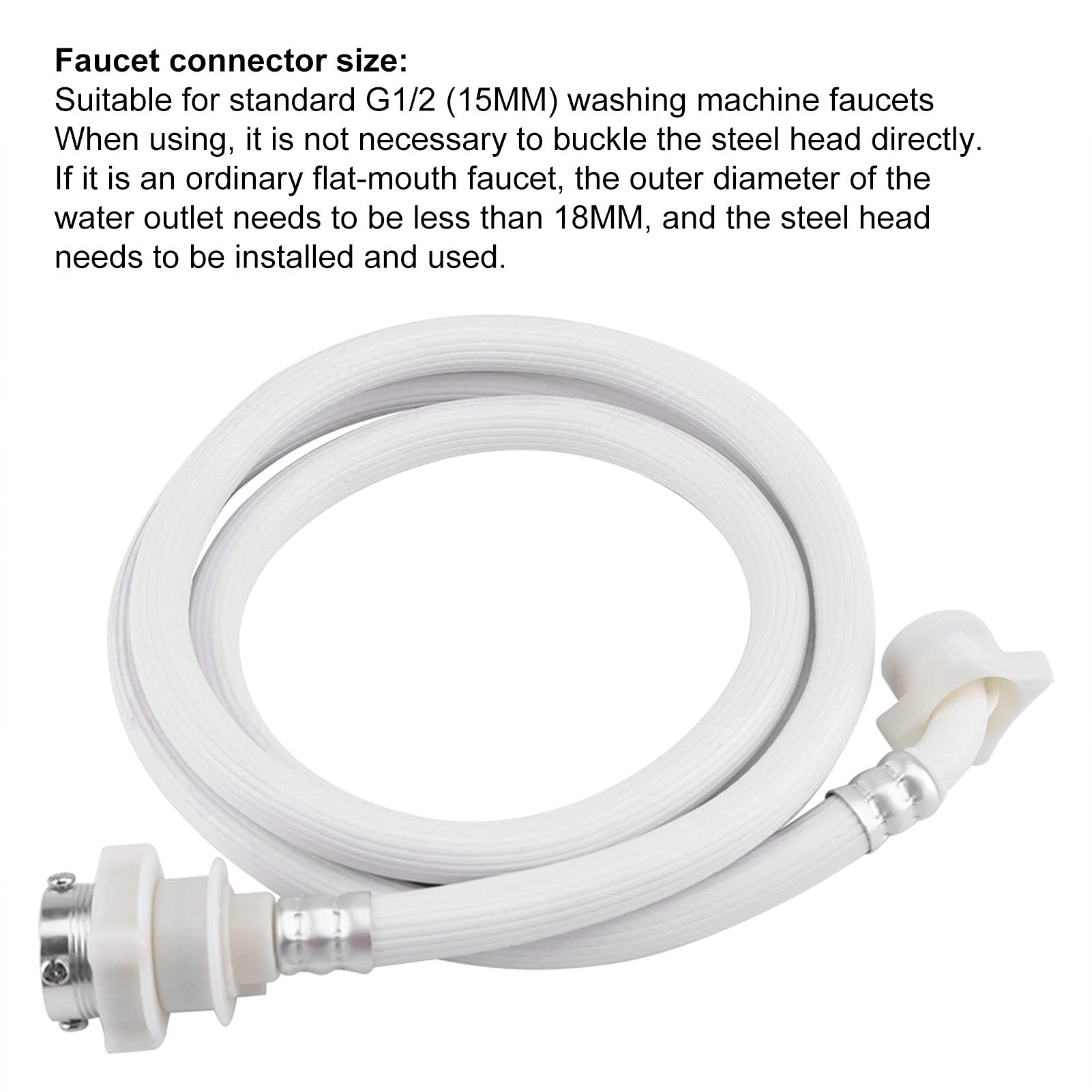 Washing Machine Water Inlet Hose Connector - 2M White Washer Pipe Tube for Laundry Machine Replacement | Perfect for Home Appliances, Laundry Rooms & RV Use