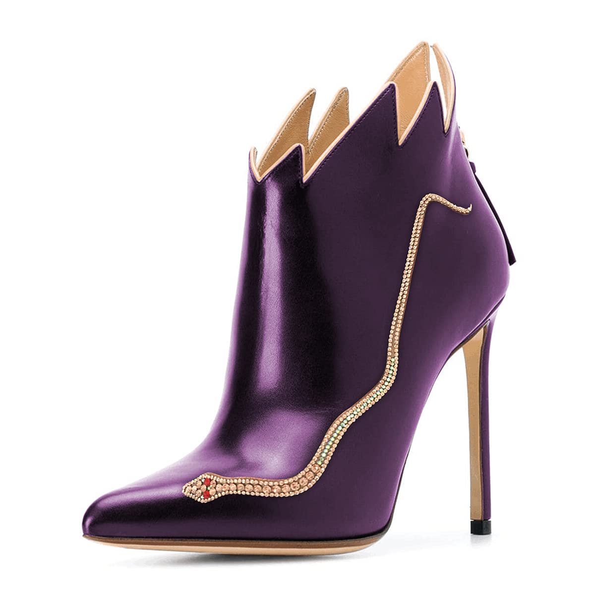 FSJ Women's Rhinestone Stiletto Ankle Boots - Pointed Toe High Heel Pumps with Zipper Closure (US Size 4-15) | Sexy Party & Evening Wear for Women | Perfect for Night Out, Club, Wedding & Special Occasions