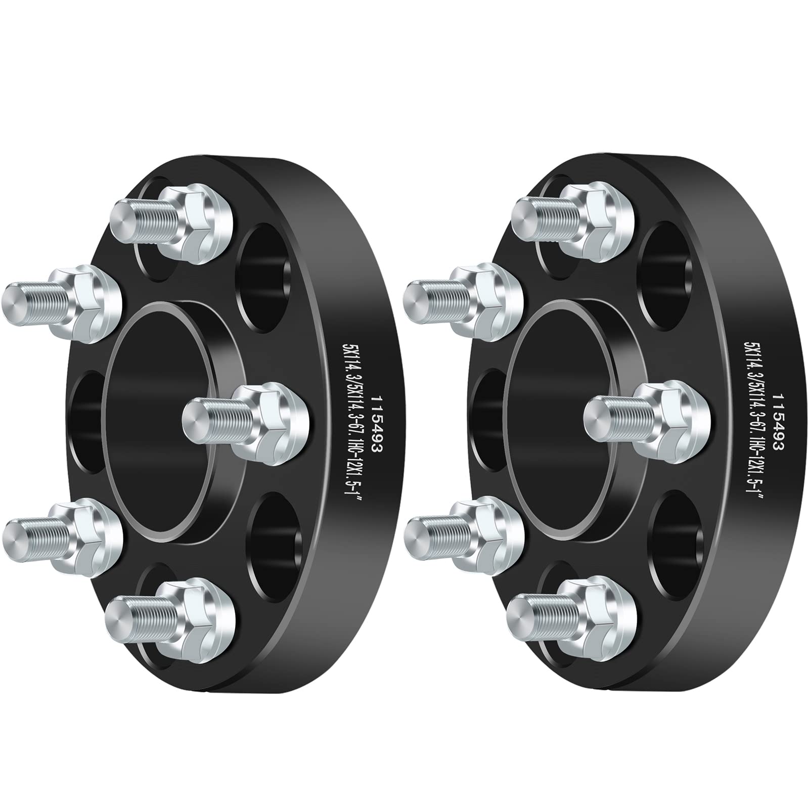2PCS 5x4.5 Wheel Spacers 5 Lug 5x114.3 - 1 Inch Thread Size 12x1.5 - Compatible with Chrysler Sebring (1996-2010), Mitsubishi Stealth (1991-1996), Ford Fusion (2006-2012) - Perfect for Enhanced Stance, Custom Wheel Fitment & Performance Upgrades