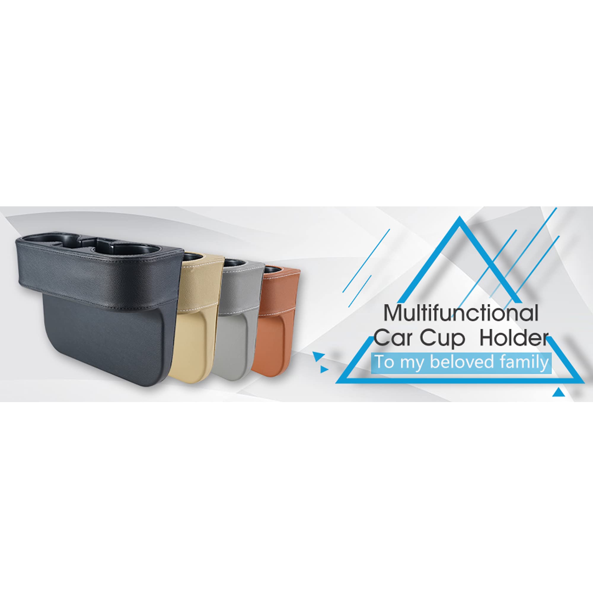 Premium Black Multifunctional Car Cup Holder & Seat Gap Organizer - Phone & Bottle Storage with Stylish Black Stitching | Perfect for Road Trips, Commuting & Travel Accessories