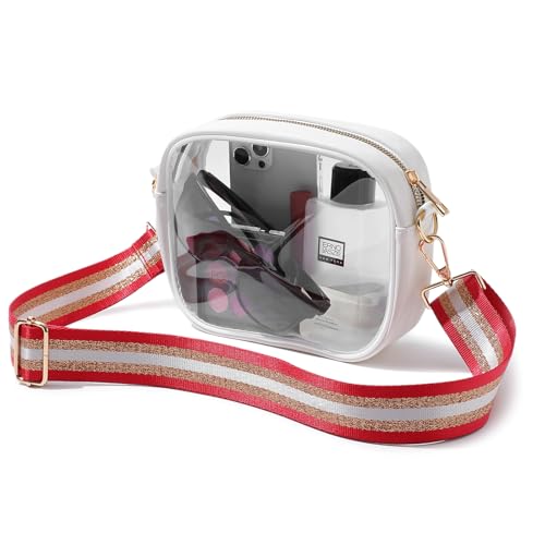 White - Red Gold Striped Strap
