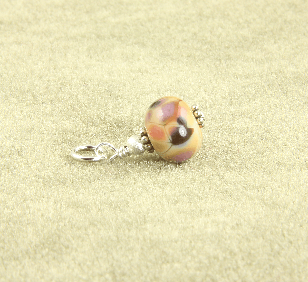 Handmade Yellow Marble Lampwork Glass Charms with Sterling Silver for Jewelry Making - Perfect for DIY Bracelets, Necklaces & Earrings