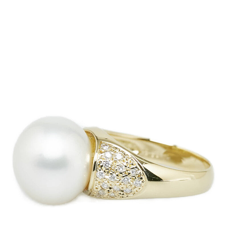 18K Gold Diamond Pearl Ring for Women - Elegant Bridal Wedding Engagement Jewelry Gift - Perfect for Anniversaries, Proposals & Special Occasions