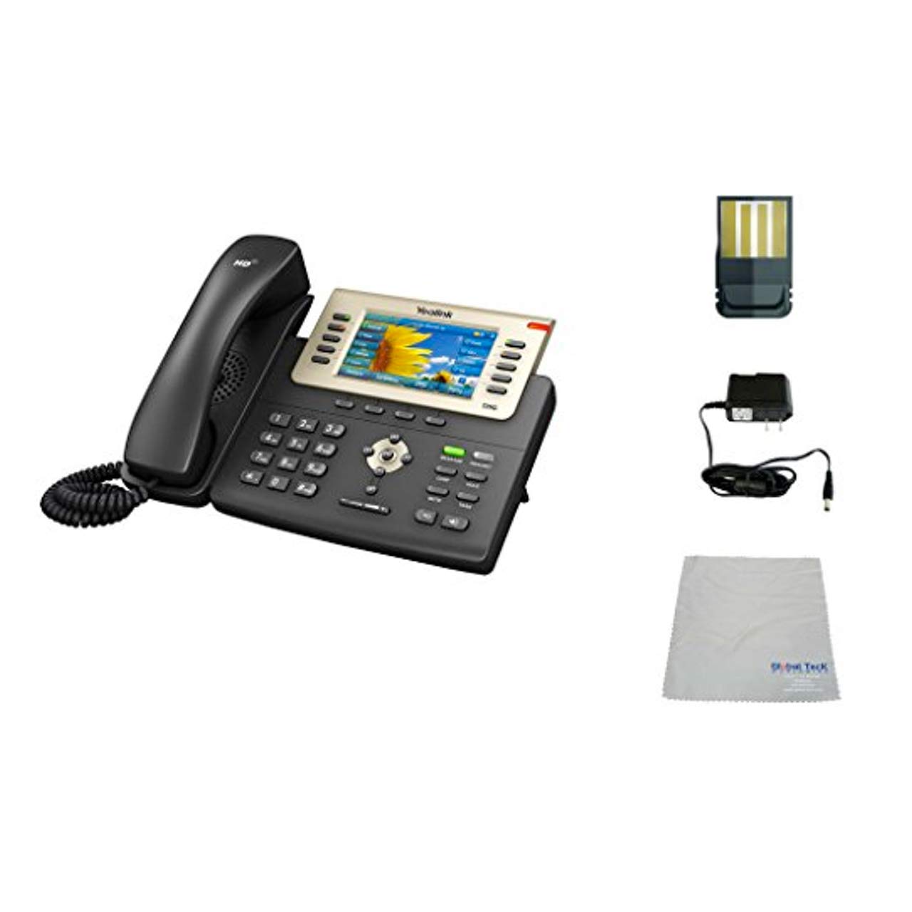 Yealink T29G SIP POE Business IP Phone with Power Adapter & Microfiber Cloth - Bluetooth Enabled VoIP Desk Phone for Office Communication & Conference Calls