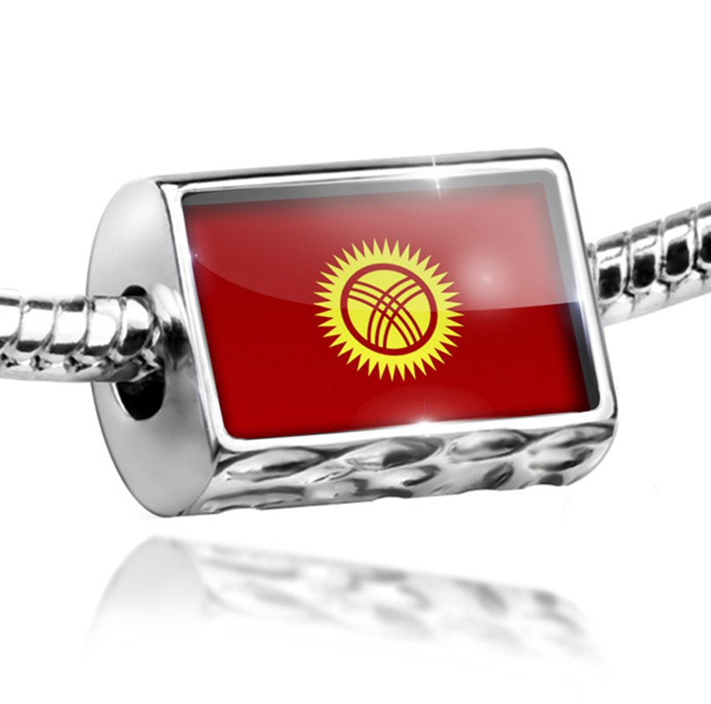 Kyrgyzstan Flag Charm Bead - Compatible with European Bracelets | Perfect for Travel, Souvenirs & Cultural Jewelry Gifts