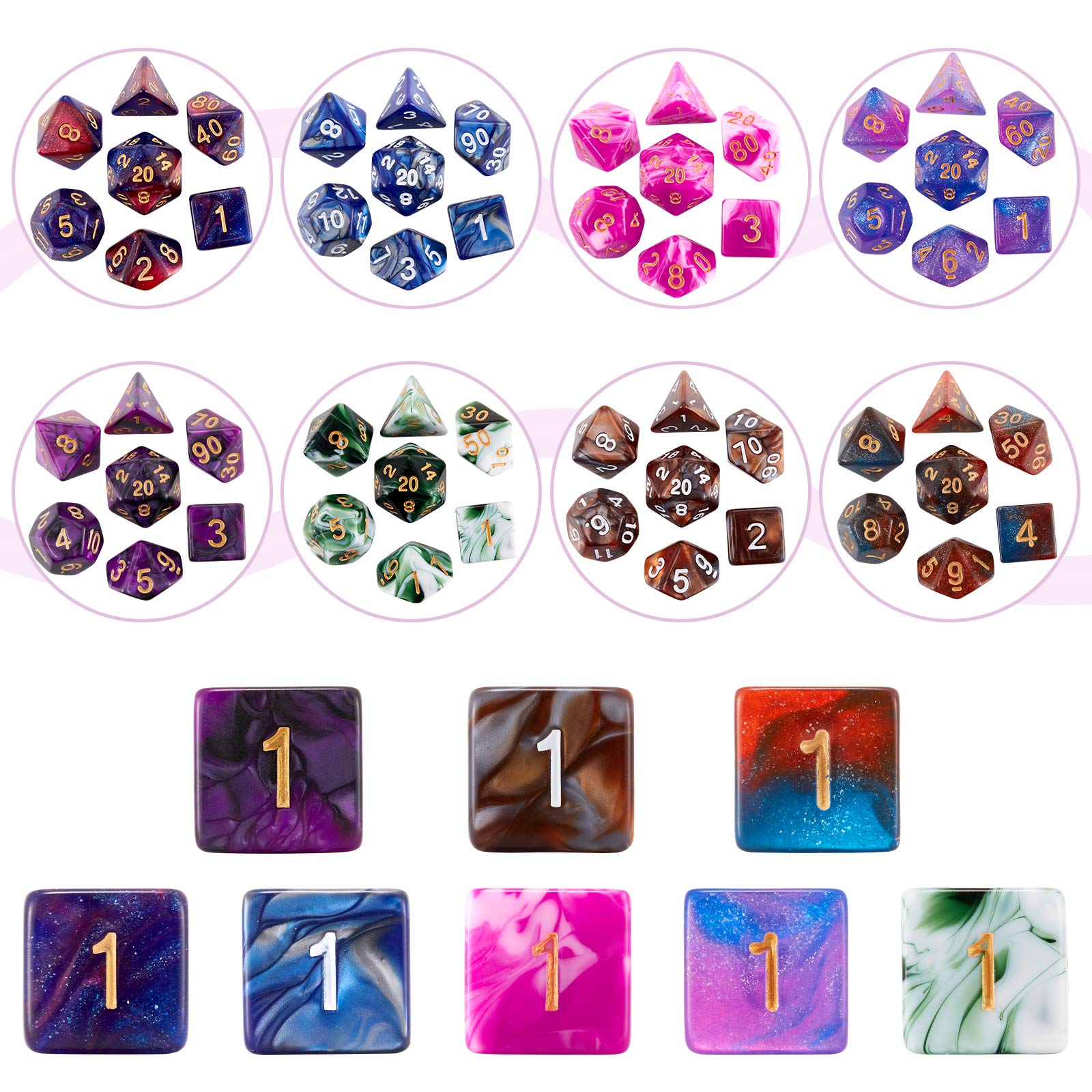 Premium DND Dice Set - 25 x 7 Polyhedral Dice for Dungeons & Dragons, RPG, MTG Tabletop Games with Large Flannel Storage Bag (175 Pieces) - Perfect for D&D Campaigns, Roleplaying Adventures & Board Game Nights