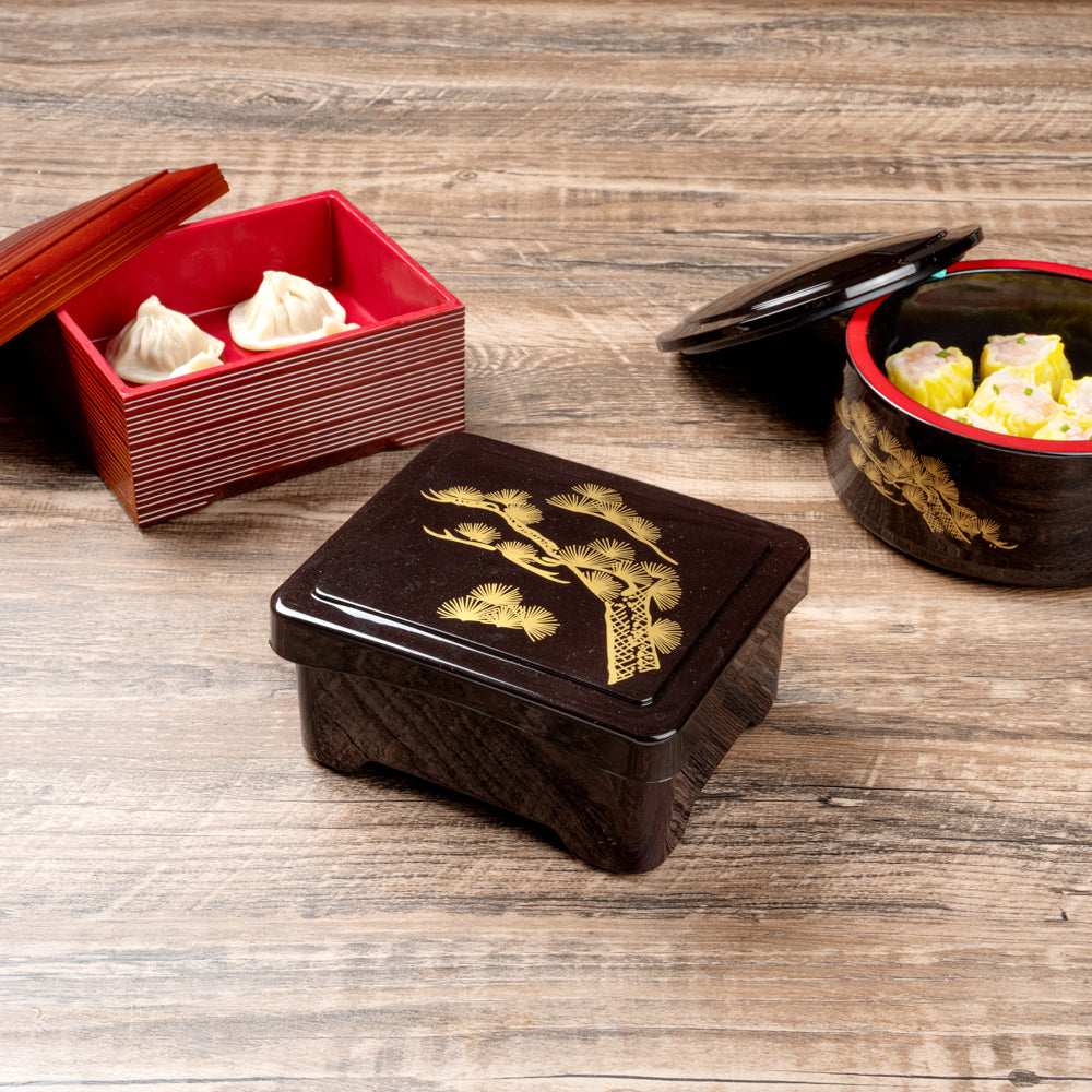 Premium Japanese Style Unagi Bento Box - Black & Red Lacquer Design (6.5