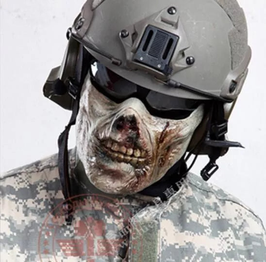 M05 Zombie Half Face Mask - Scary Halloween Costume Accessory for Cosplay, Horror Parties & Themed Events