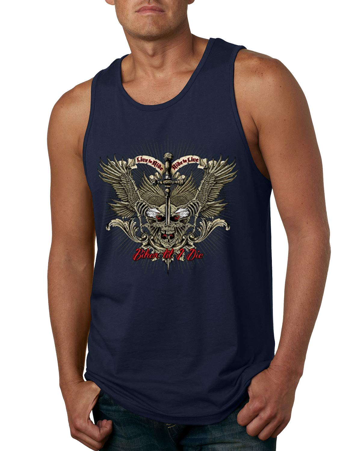 Biker Til I Die Live to Ride Motorcycle Graphic Tank Top for Men - Perfect for Motorcycle Rides, Car Shows & Biker Events