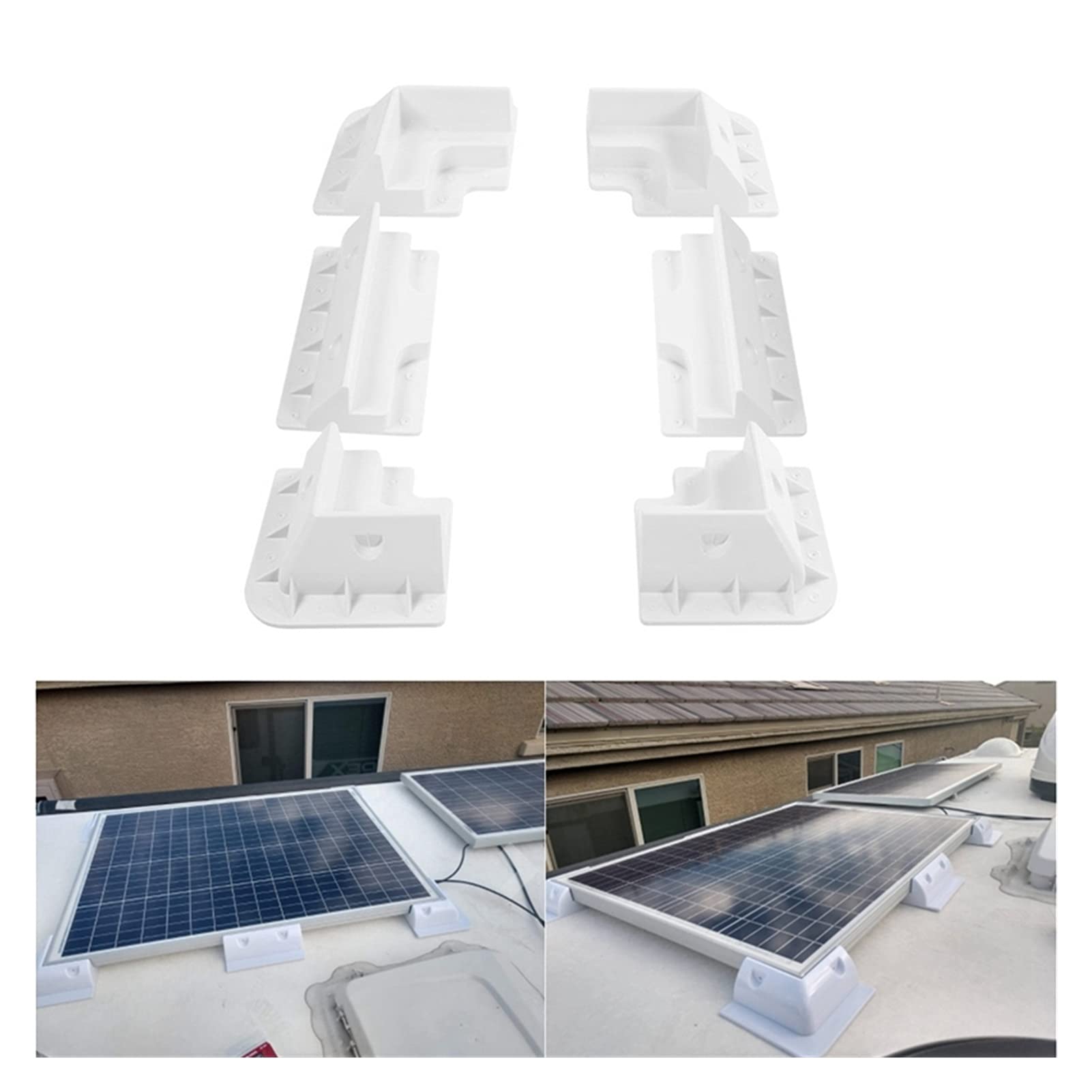 6PCS ABS Solar Panel Mounting Brackets Kit - White - for RV, Boat, Caravan & Motorhome Roof Installation | Durable & Weatherproof Solar Panel Corner Side Mounts for Outdoor Use