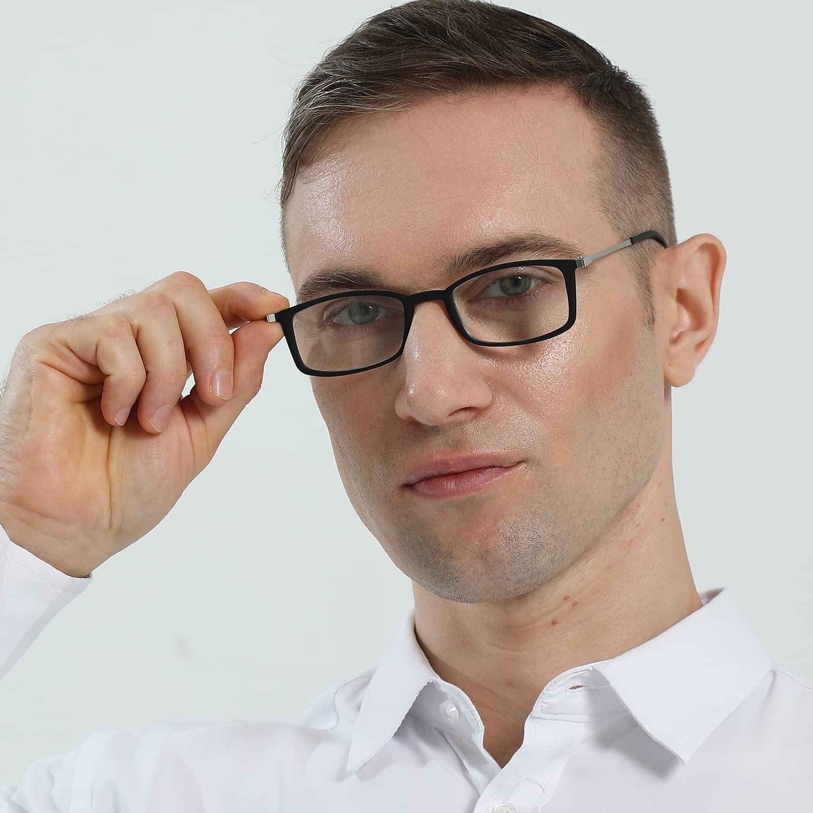 KoKoBin Ultra-Thin Blue Light Blocking Reading Glasses - Anti-Glare Computer Glasses for Men & Women (Black, +3.25 Magnification) - Reduce Eye Strain for Office Work, Gaming & Screen Time