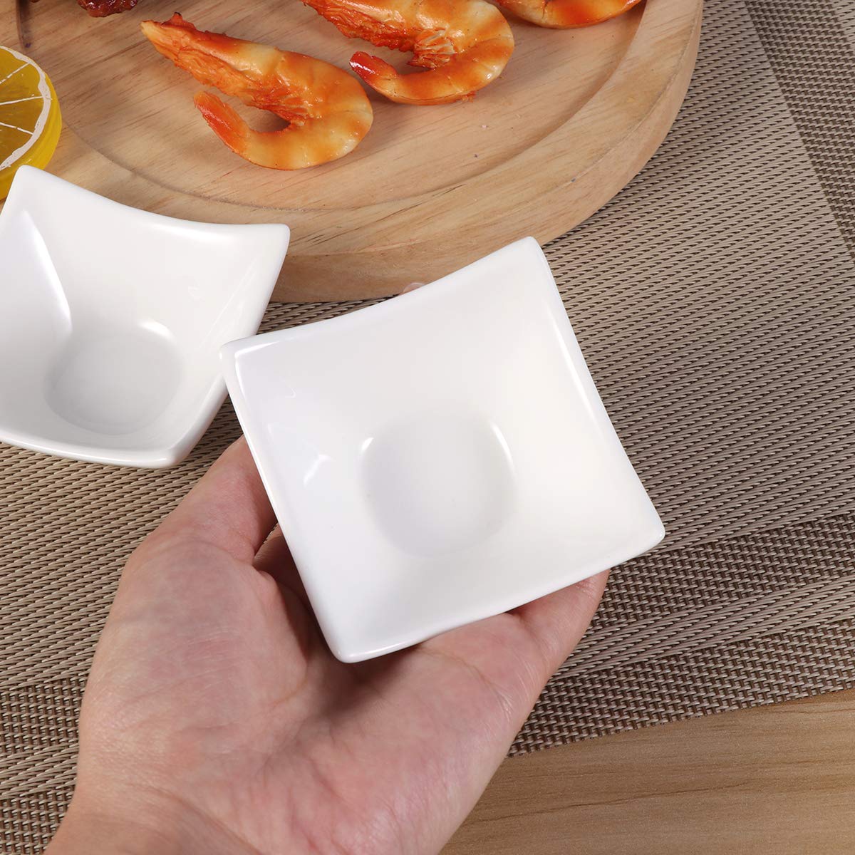 DOITOOL 2-Piece Ceramic Snack Bowls with 4 Corners - Perfect for Dips, Sauces, Nuts & Small Snacks - Ideal for Parties, Charcuterie Boards & Entertaining