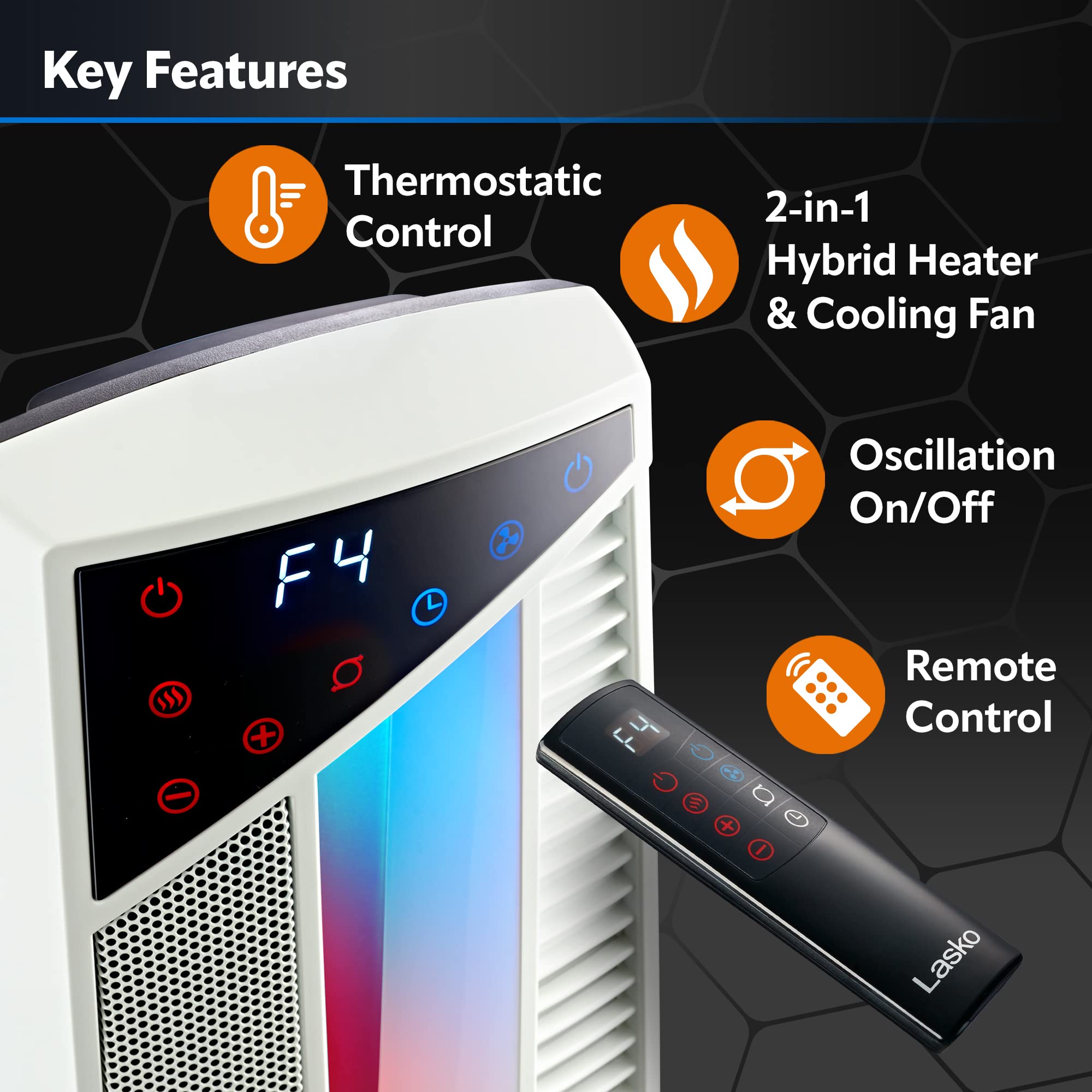 Lasko Oscillating Hybrid Fan & Ceramic Tower Space Heater Combo - Perfect for Year-Round Home & Office Comfort
