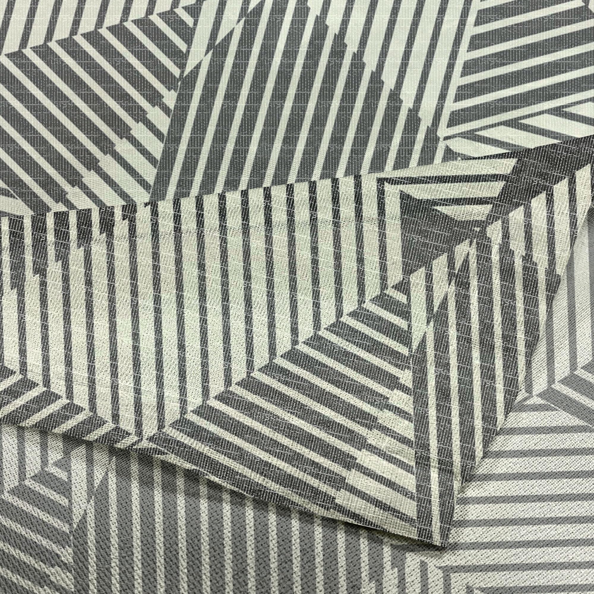 Ambesonne Geometric Tulle Curtains - Modern Abstract Triangle Design with Stripes, Sheer Window Drapes for Living Room & Bedroom (2 Panels, 108x108 Inches, Dark Taupe Grey/Ivory) | Perfect for Weddings, Parties & Home Decor