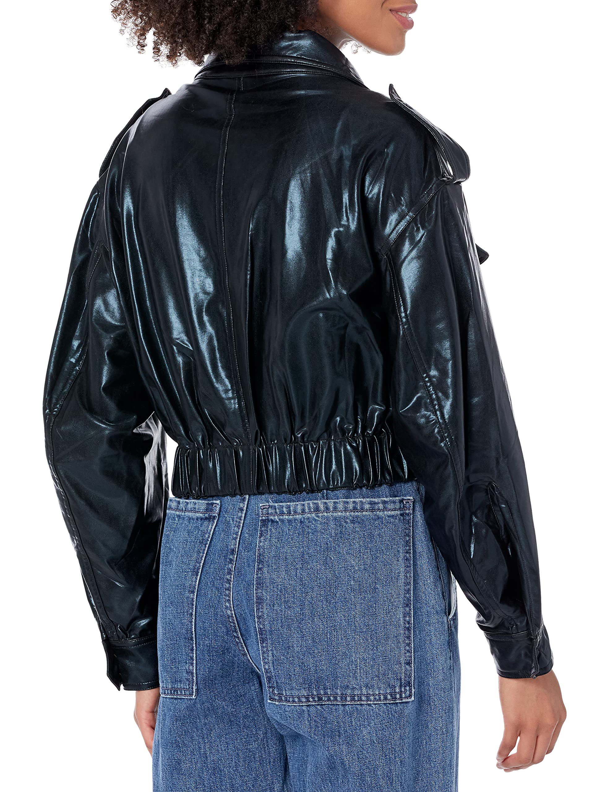 Norma Kamali Women's Turtle Cargo Jacket - Waist-Length Utility Jacket with Pockets | Perfect for Outdoor Adventures & Casual Streetwear