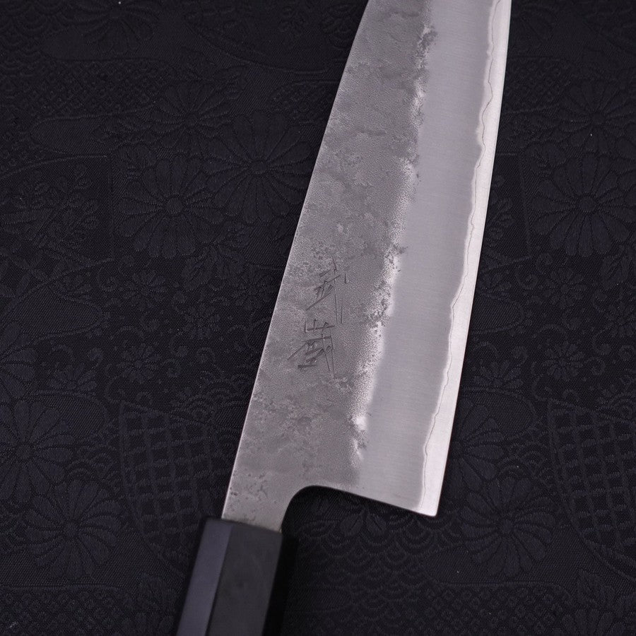 Premium Santoku Knife - Blue Steel #2 Nashiji Stainless Clad with Ebony Handle - 165mm Japanese Chef Knife - Perfect for Slicing, Dicing & Chopping Vegetables, Meat & Fish