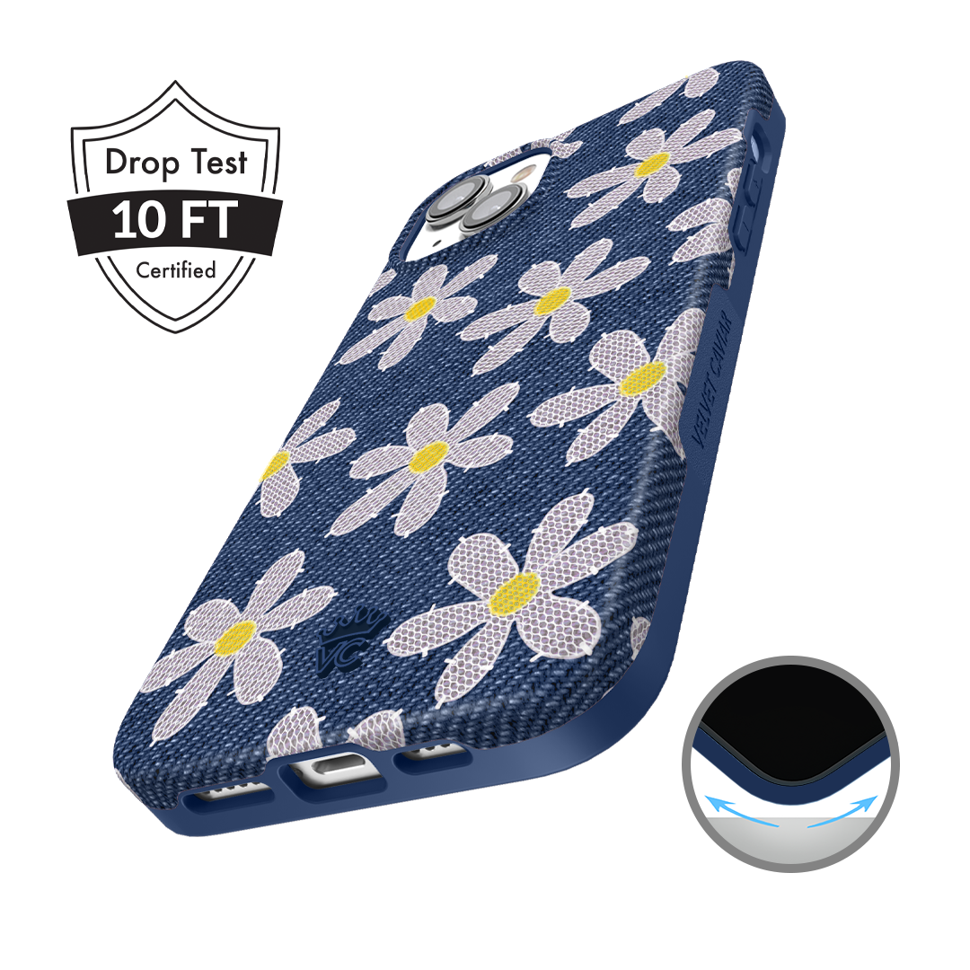 Denim Daisy iPhone Case - Trendy Floral Design Protective Cover for iPhone 11/12/13/14/15 Pro Max - Perfect for Everyday Use, Travel & Fashion Accessories