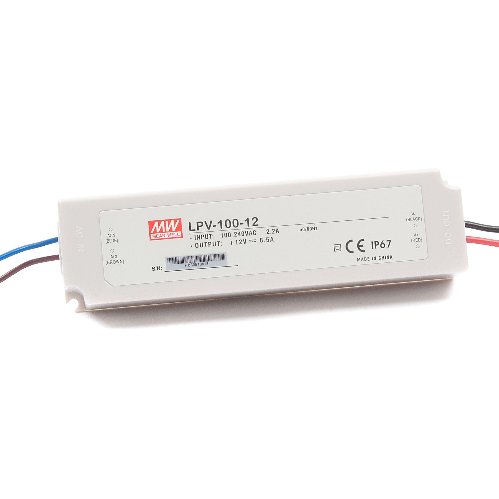 MEANWELL LPV Series 60W 12V 5A IP67 Waterproof Power Supply - UL Certified for Outdoor LED Lighting, CCTV Cameras, and Marine Equipment