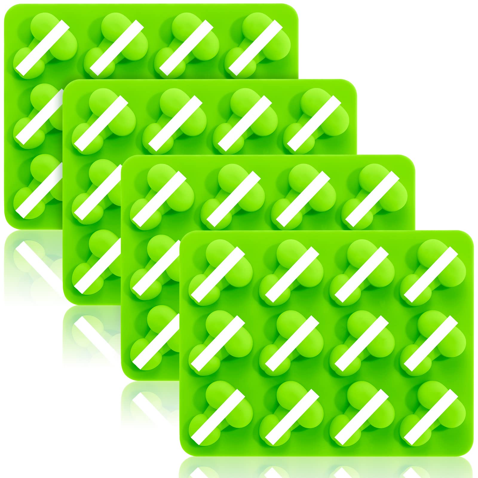 4-Piece Funny Shape Silicone Molds Set for Cake, Chocolate, Candy & Ice Cube - Green Baking Decorations | Perfect for DIY Desserts, Party Treats & Holiday Baking