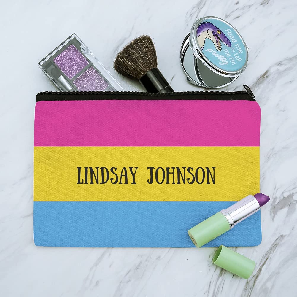 Custom 1 Line Pansexuality Pride Flag Makeup Bag - Personalized Cosmetic Organizer Pouch for LGBTQ+ Travel & Daily Essentials