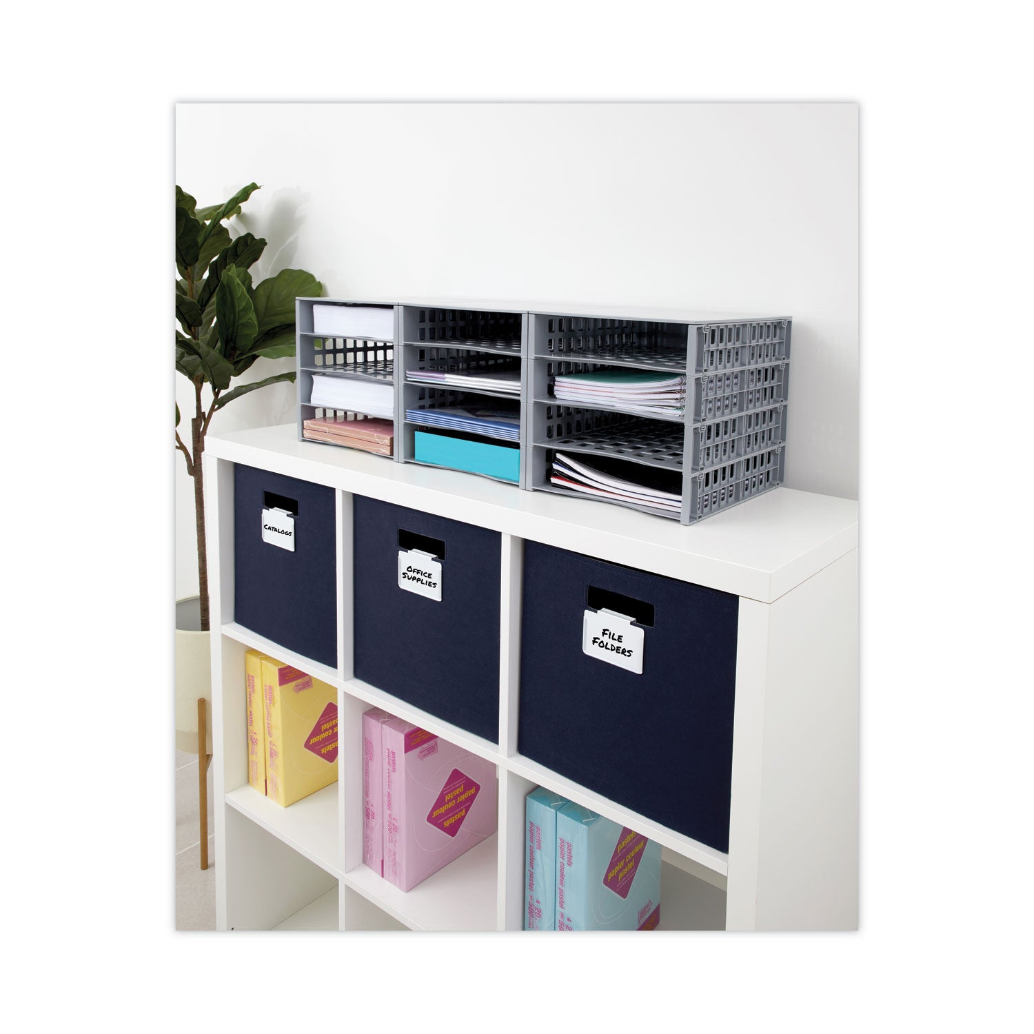 Advantus Snap Configurable Tray System - 12 Compartments Organizer, 22.75 x 9.75 x 13 Inches, Gray Storage Bin for Office, Garage, Workshop & Craft Supplies