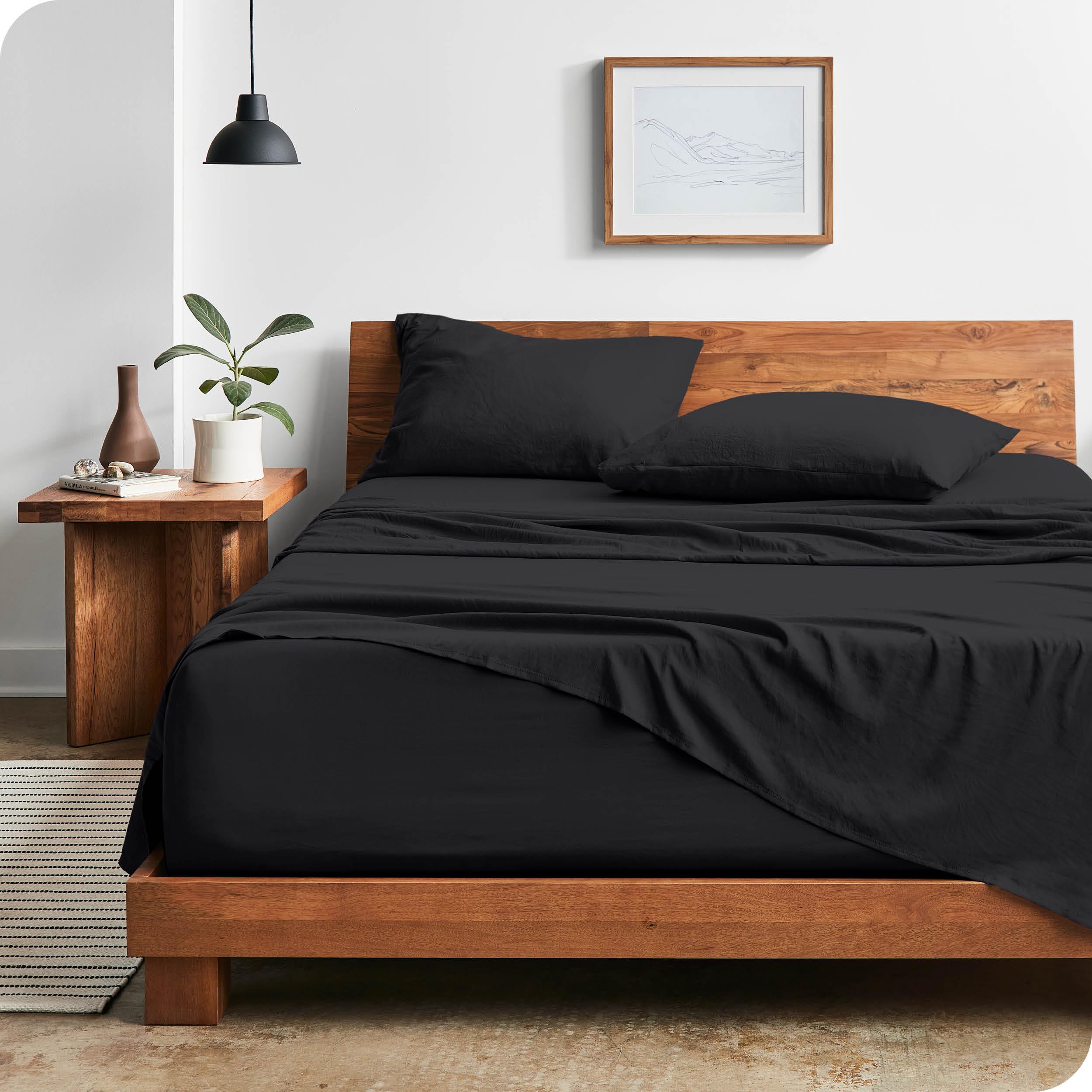 Bare Home Sandwashed King Sheet Set - Ultra Soft 1800 Thread Count Microfiber Bed Sheets with Deep Pockets - Breathable & Wrinkle Resistant - King Size Bedding Set with Pillowcases (Sandwashed Black) - Perfect for Luxury Hotels, Guest Rooms & Cozy Bedroom Upgrade