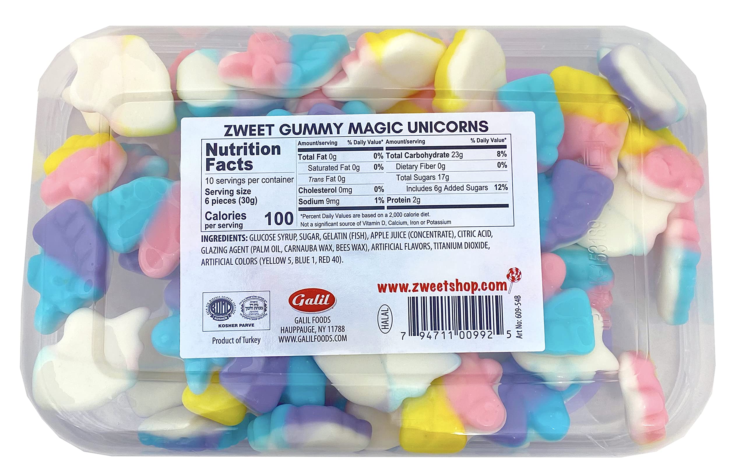 Zweet Unicorn Gummy Candy - Kosher & Halal - Resealable Pack for Kids & Parties