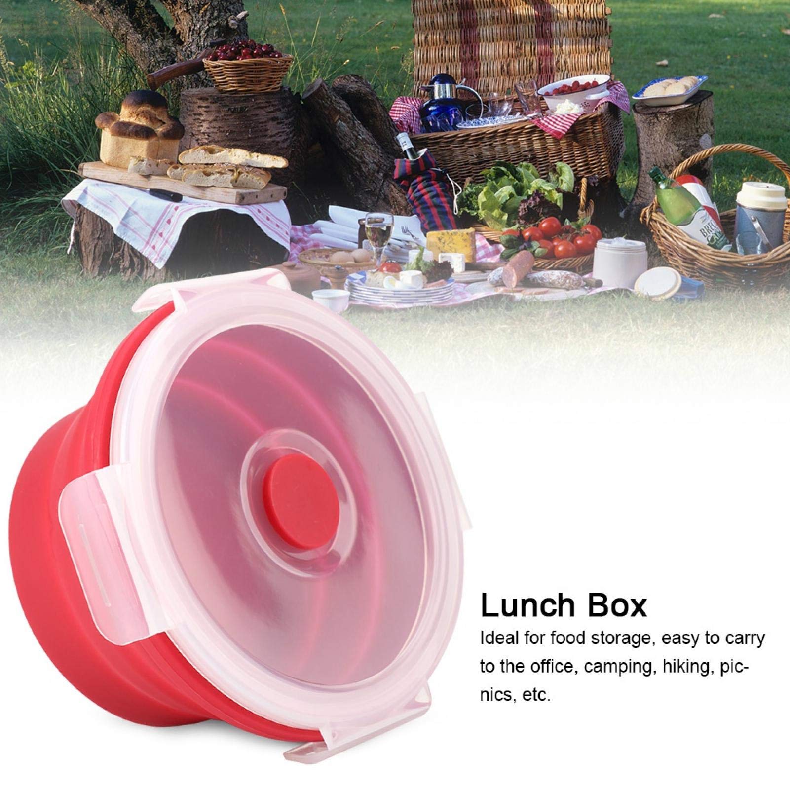 Foldable Silicone Bento Lunch Box 350ml - Microwave Safe for Office & Picnics