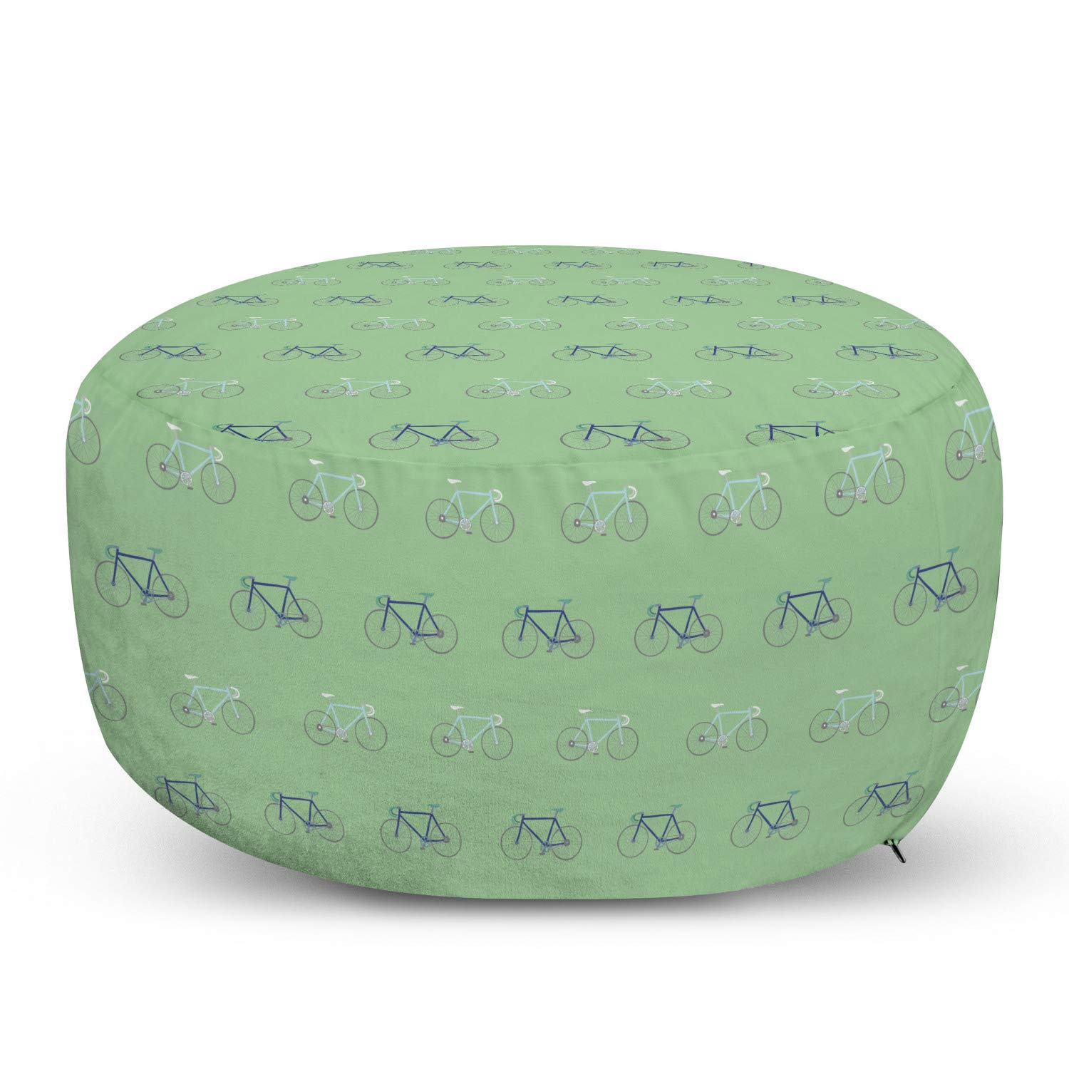 Ambesonne Bicycle Pouf Cover with Zipper - Soft Decorative Fabric Unstuffed Case 30x17.3 Inch - Pastel Green & Lavender Bike Motif for Living Room, Bedroom, or Nursery Decor