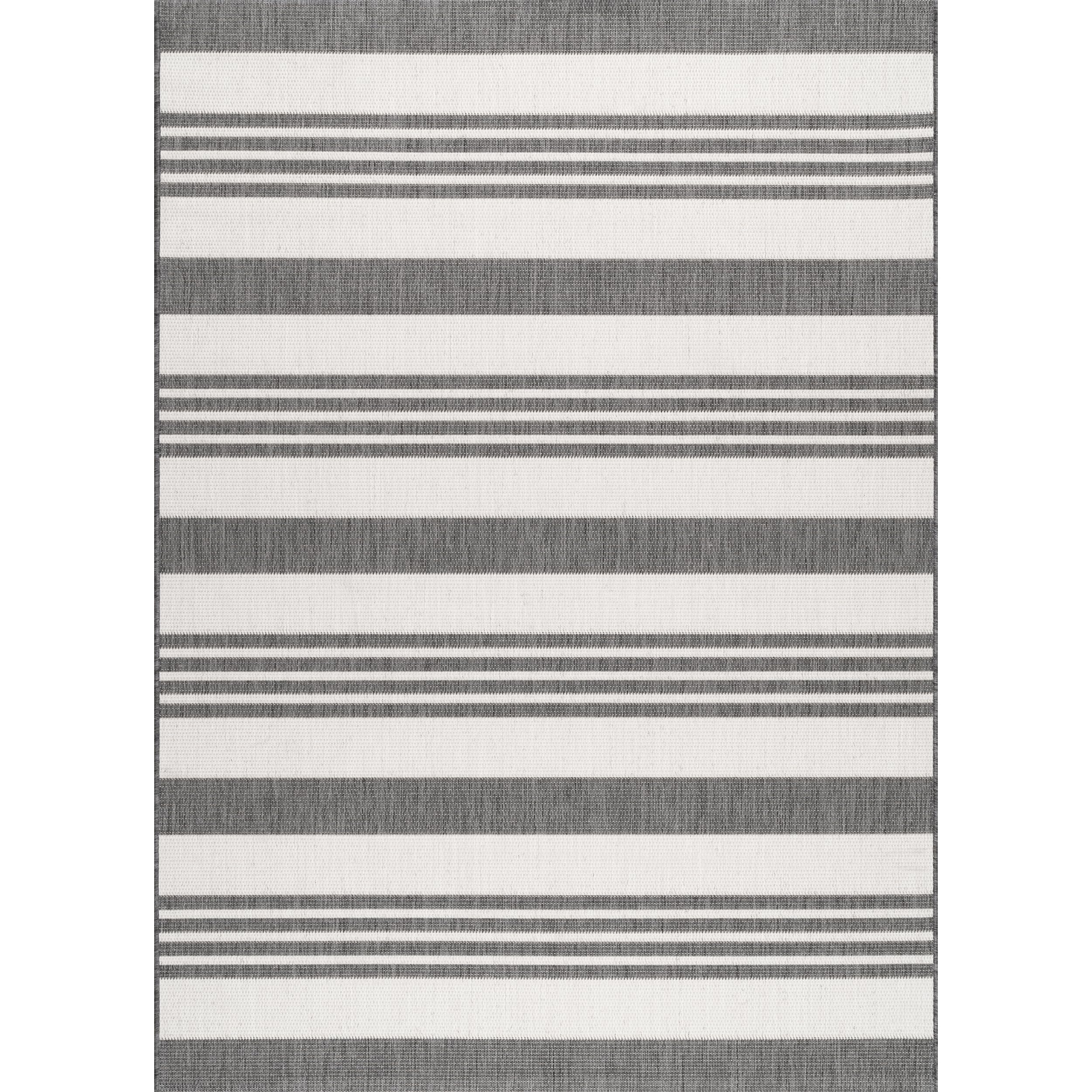 nuLOOM 9' x 12' Outdoor Performance Area Rug - OEKO-TEX Certified, Weather Resistant & High Traffic Rug for Patio, Balcony, Deck - Robin Grey/Beige | Perfect for Outdoor Entertaining & All-Weather Use