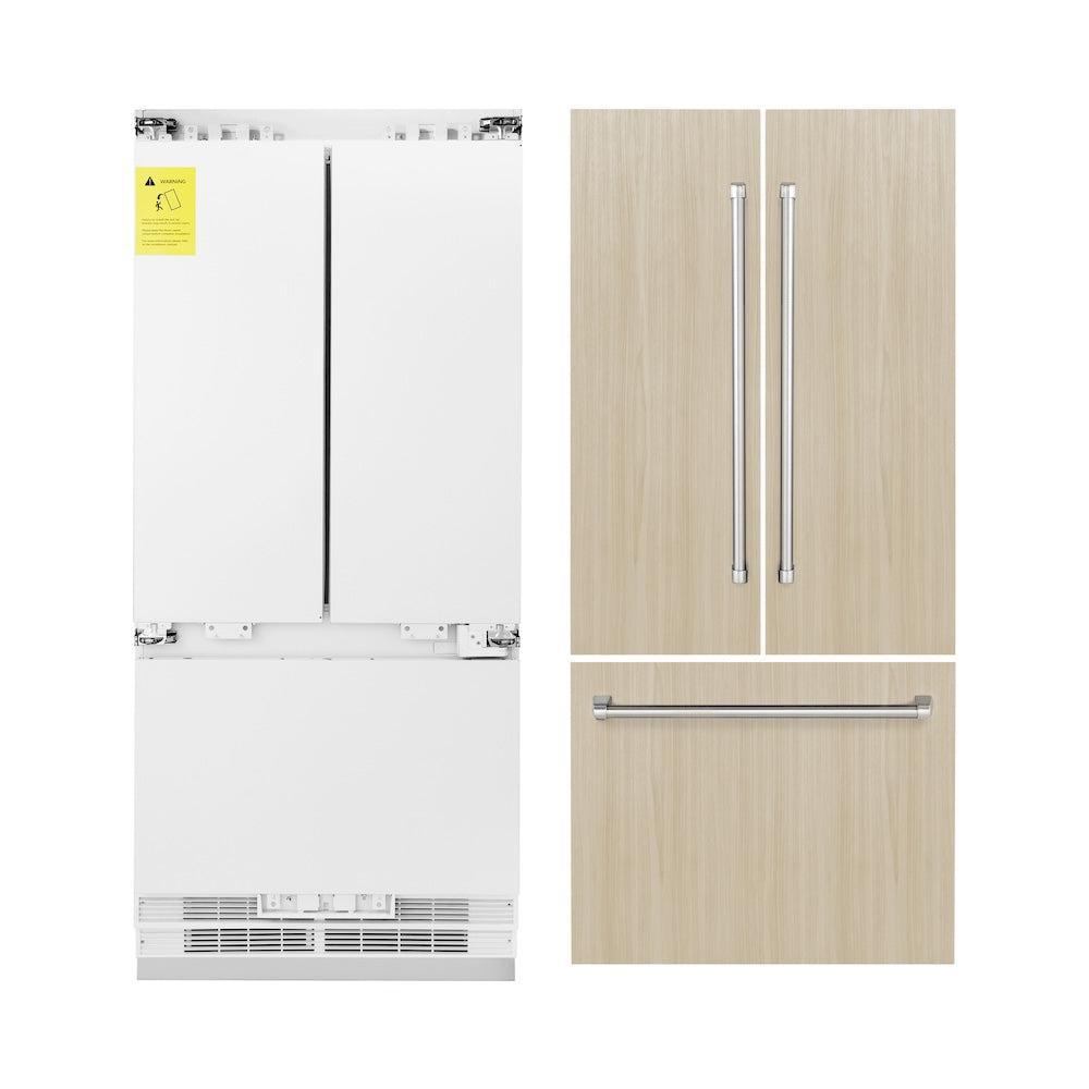 ZLINE 36 Inch Panel Ready French Door Built-In Bottom Freezer Refrigerator - 19.6 cu.ft Capacity, Water Dispenser & Ice Maker (RBIV 36) - Perfect for Modern Kitchens, Open Concept Homes & Luxury Appliances