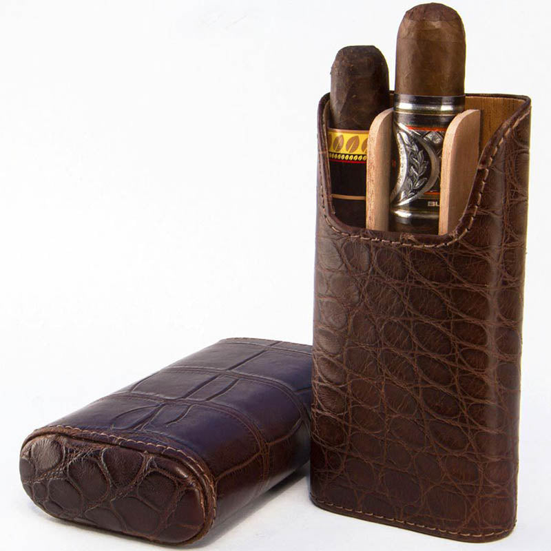 Showband Tobacco Alligator Pattern Leather Case - Premium Leather Phone Case for iPhone & Samsung - Stylish & Durable Protection for Everyday Use