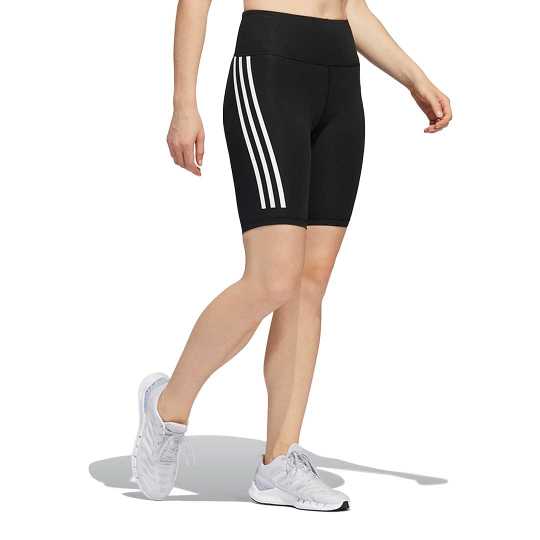Adidas Women's Optime Trainicons 3 Stripes Biker Shorts - High Waist Workout Shorts for Running, Yoga & Gym - Comfortable Athletic Shorts for Women (H64228)