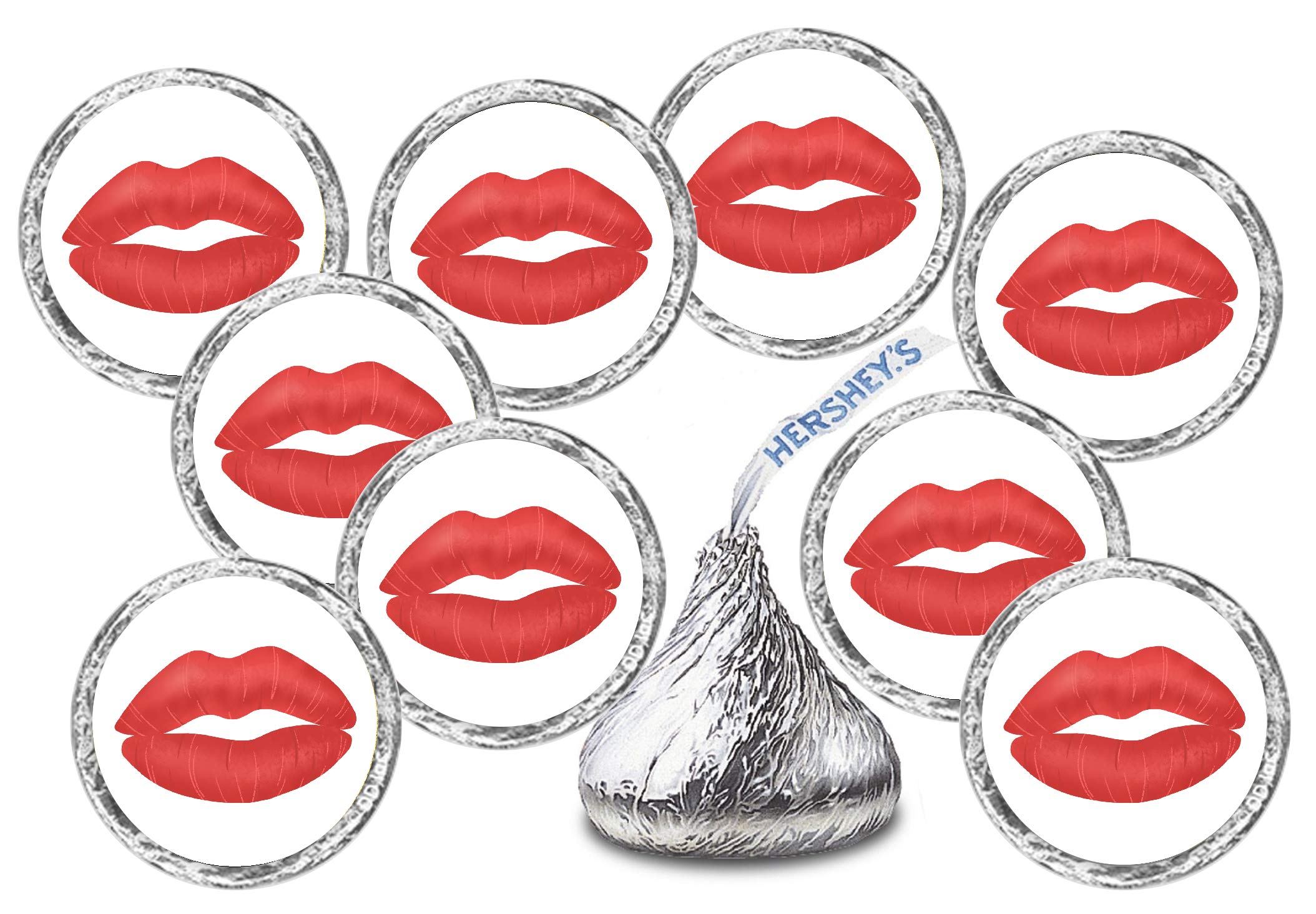 216 Red Lips Kisses Stickers - Perfect for Bridal Showers, Weddings, Bachelorette Parties, Birthdays & Engagement Decorations - Chocolate Drops Labels for Bride-to-Be - Made in USA - Great for DIY Invitations, Gift Wrapping & Party Favors