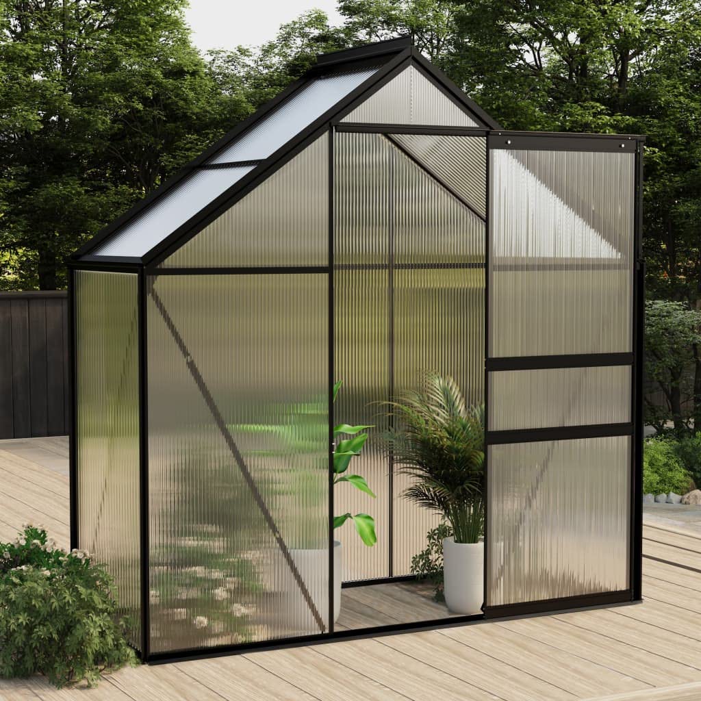iFCOW Greenhouse Anthracite Aluminum Frame 14.3 sq ft - Durable Outdoor Garden Greenhouse for Plants, Vegetables & Flowers - Perfect for Backyard, Patio, and Home Gardening