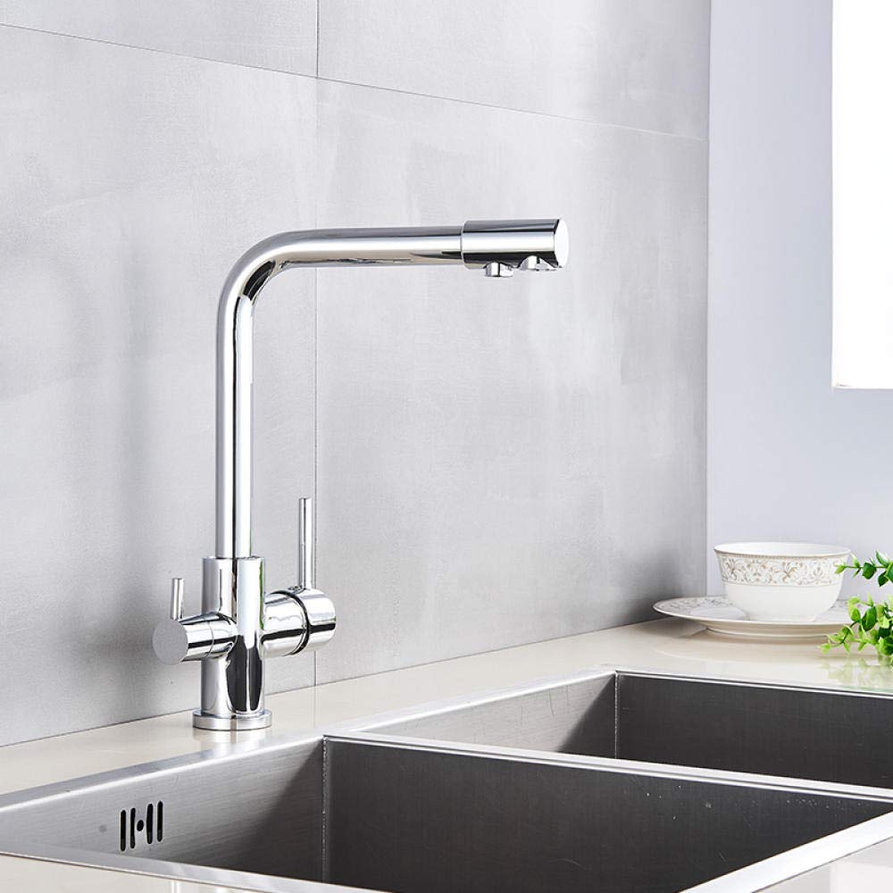 360° Rotating Brass Kitchen Faucet - Deck Mounted Pure Water Filter Faucet for Modern Home Kitchen Sink | Perfect for Cooking, Washing Dishes & Filling Pots