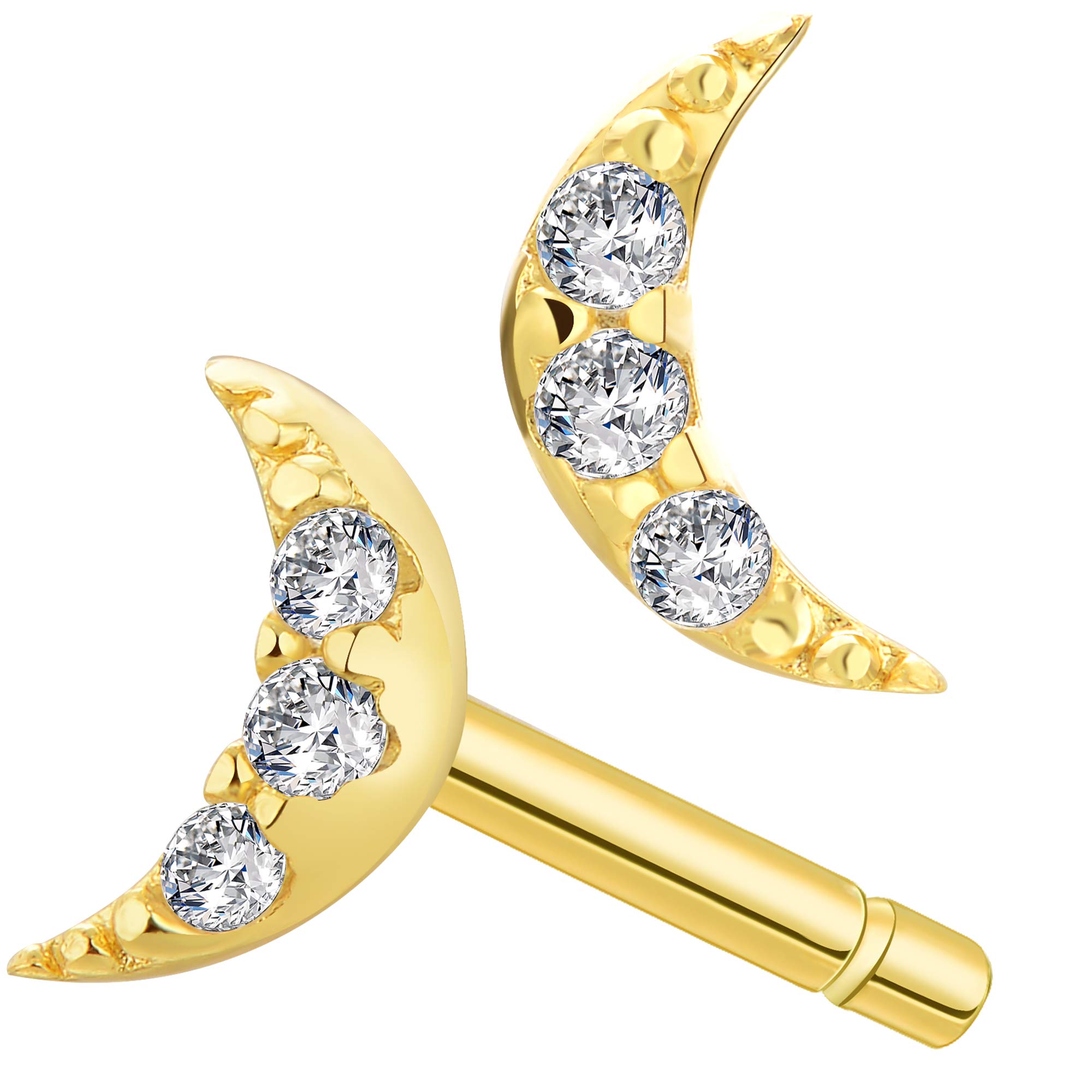 Tiny CZ Crescent Moon Stud Earrings in Sterling Silver - Dainty Minimalist Jewelry for Women, Perfect for Everyday Wear & Special Occasions