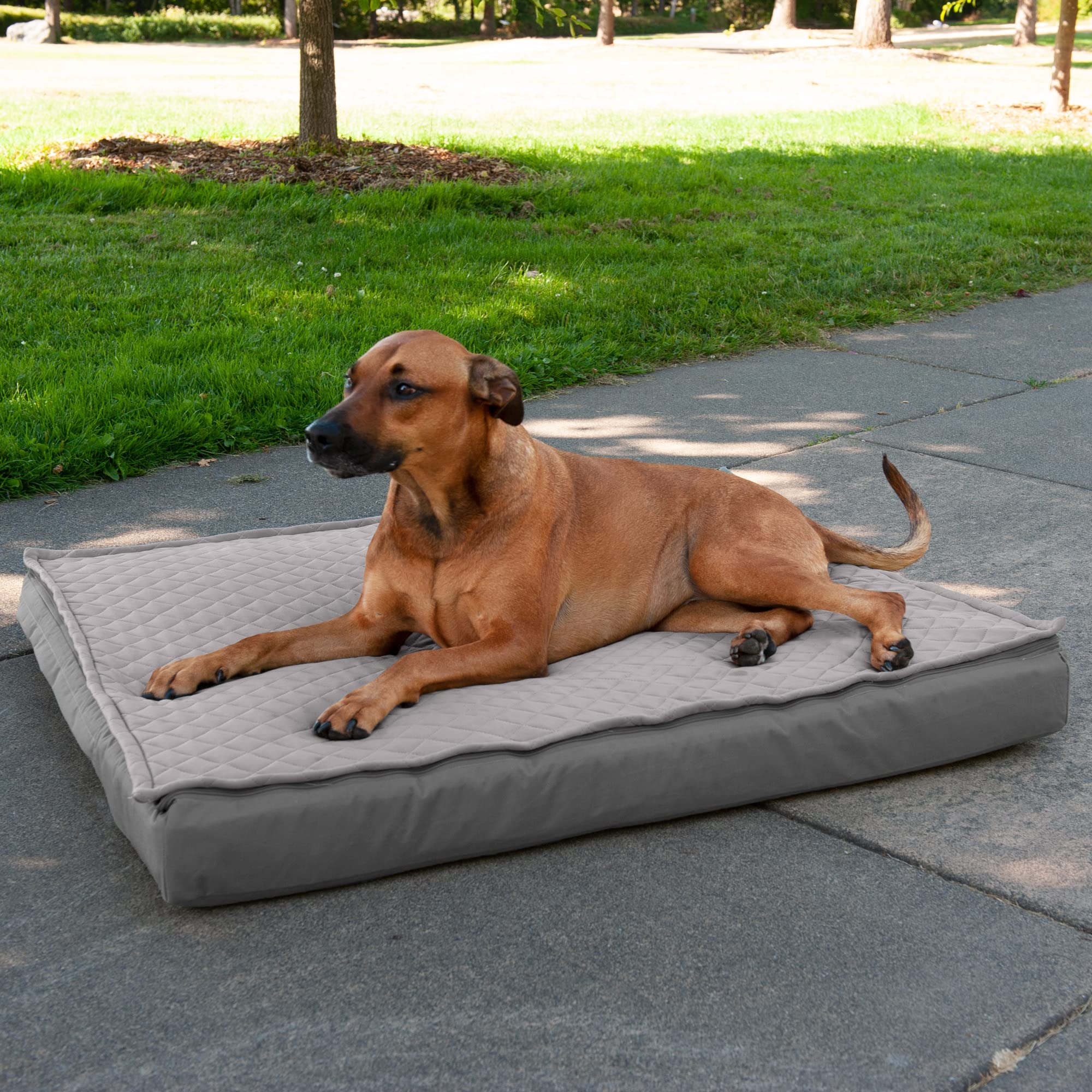Furhaven Waterproof Memory Foam Dog Bed for Large Dogs - Washable Cover, Indoor/Outdoor Use - Gray XL