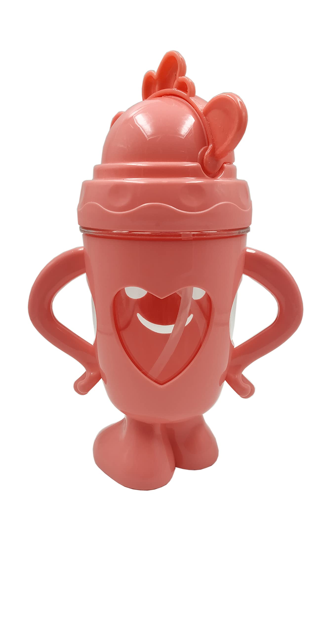 Spill-Proof Baby Sippy Cup with Smiling Bunny Face Design - 200ml Soft Silicone Spout & Straw Water Bottle for Toddlers, Girls & Boys (Pink) | Ideal for Daycare, Travel & On-the-Go Hydration