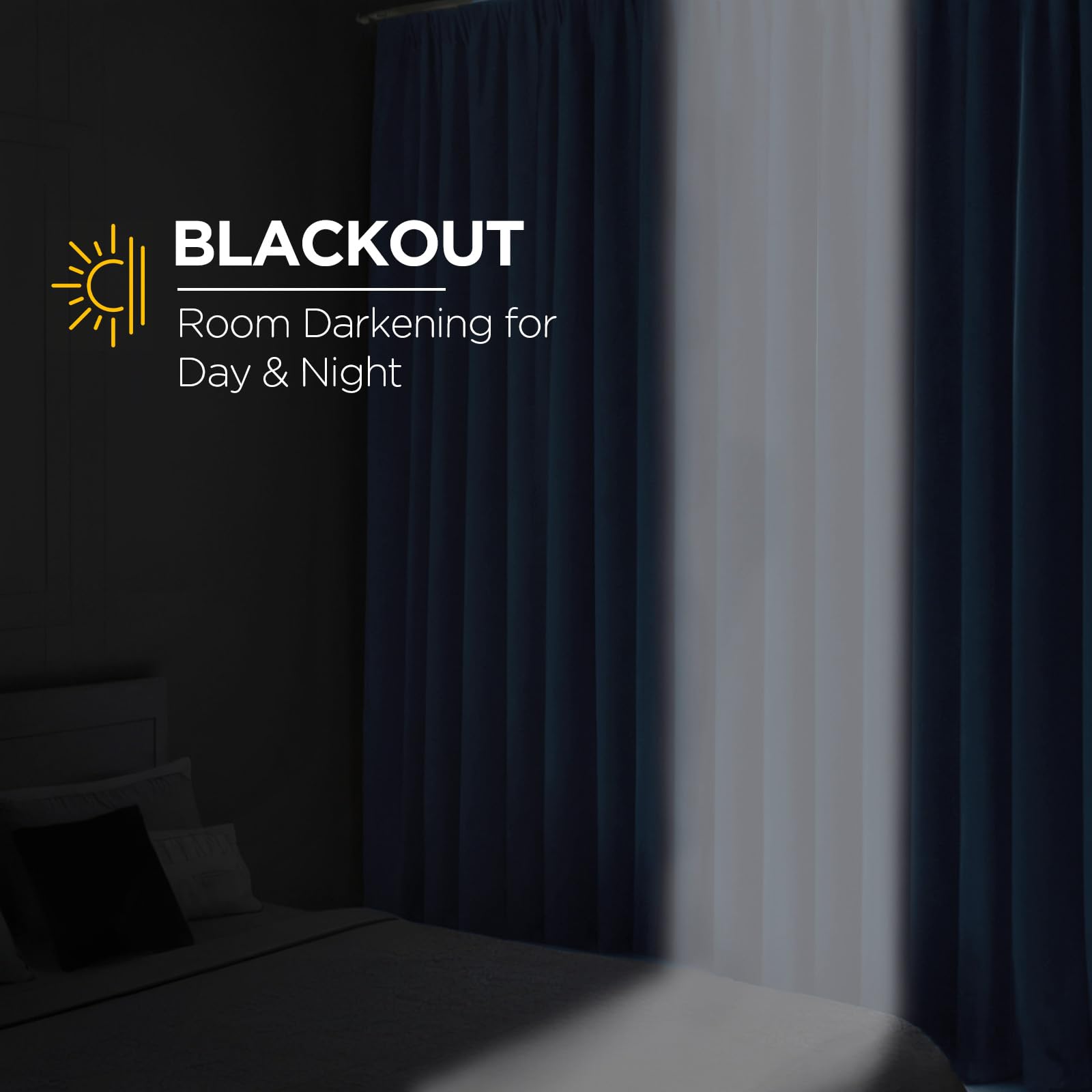 Blackout Curtains for Bedroom & Living Room - Thermal Insulated Solid Drapes with Rod Pocket, 52x45 Inch Navy Blue Set of 2 Panels - Perfect for Small Rooms, Home Theater & Light Sleepers