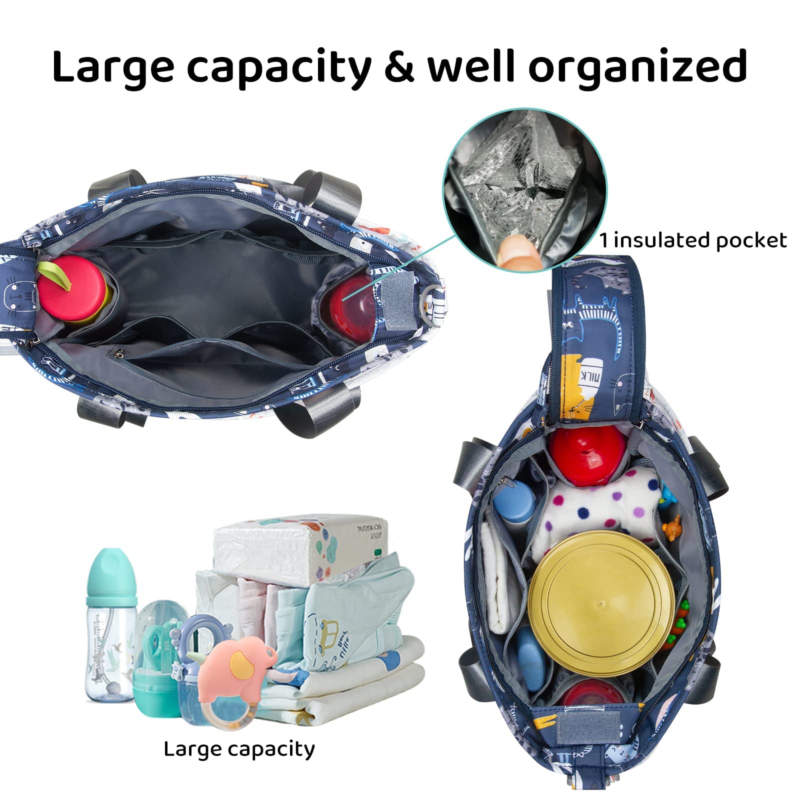 **Waterproof Diaper Bag Tote for Moms & Dads - Large Multifunctional Travel Messenger Bag (Cat Paradise Design) - Perfect for Baby Outings, Daycare & Family Trips**