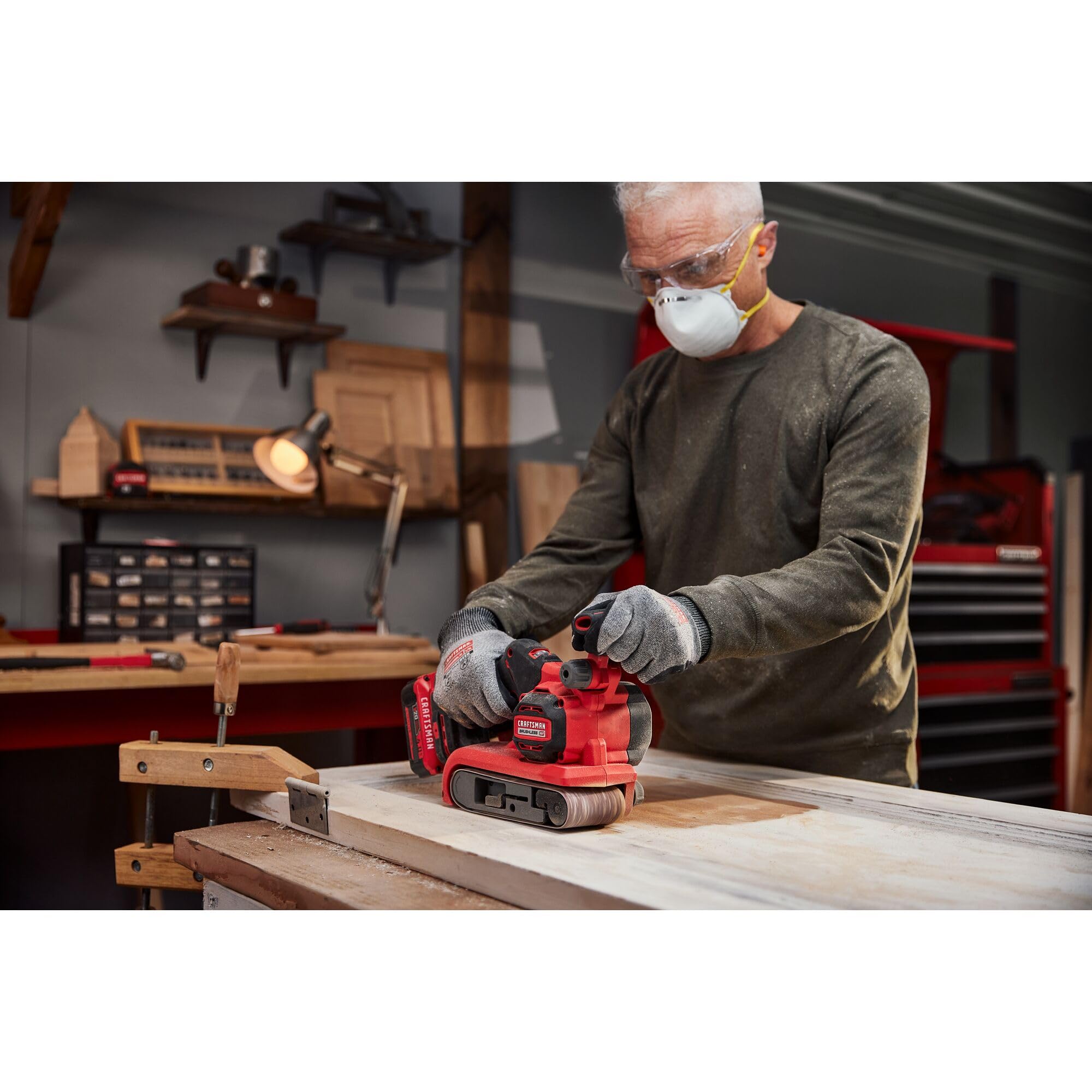 CRAFTSMAN V20* Brushless Cordless Belt Sander (CMCW223B) - Professional Woodworking & DIY Home Improvement Power Tool for Sanding, Polishing & Surface Preparation
