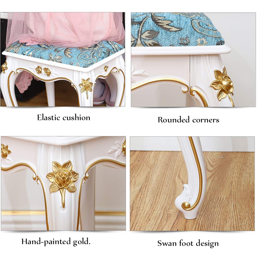 zyifan Square Vanity Stool with ABS Legs - Padded Makeup Dressing Bench, Sturdy 330LBS Capacity Piano Seat Chair for Bedroom & Bathroom - Perfect for Makeup Vanity, Dressing Room, and Home Decor